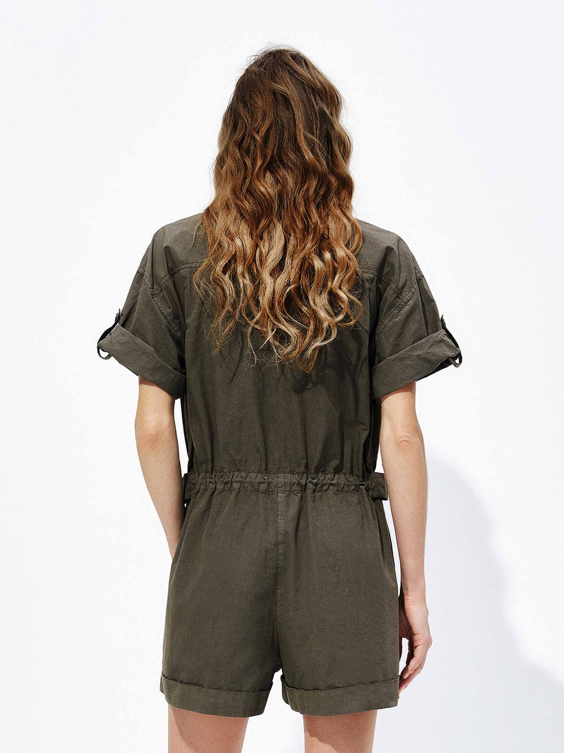 Washed Cotton Cargo Jumpsuit - Image 3