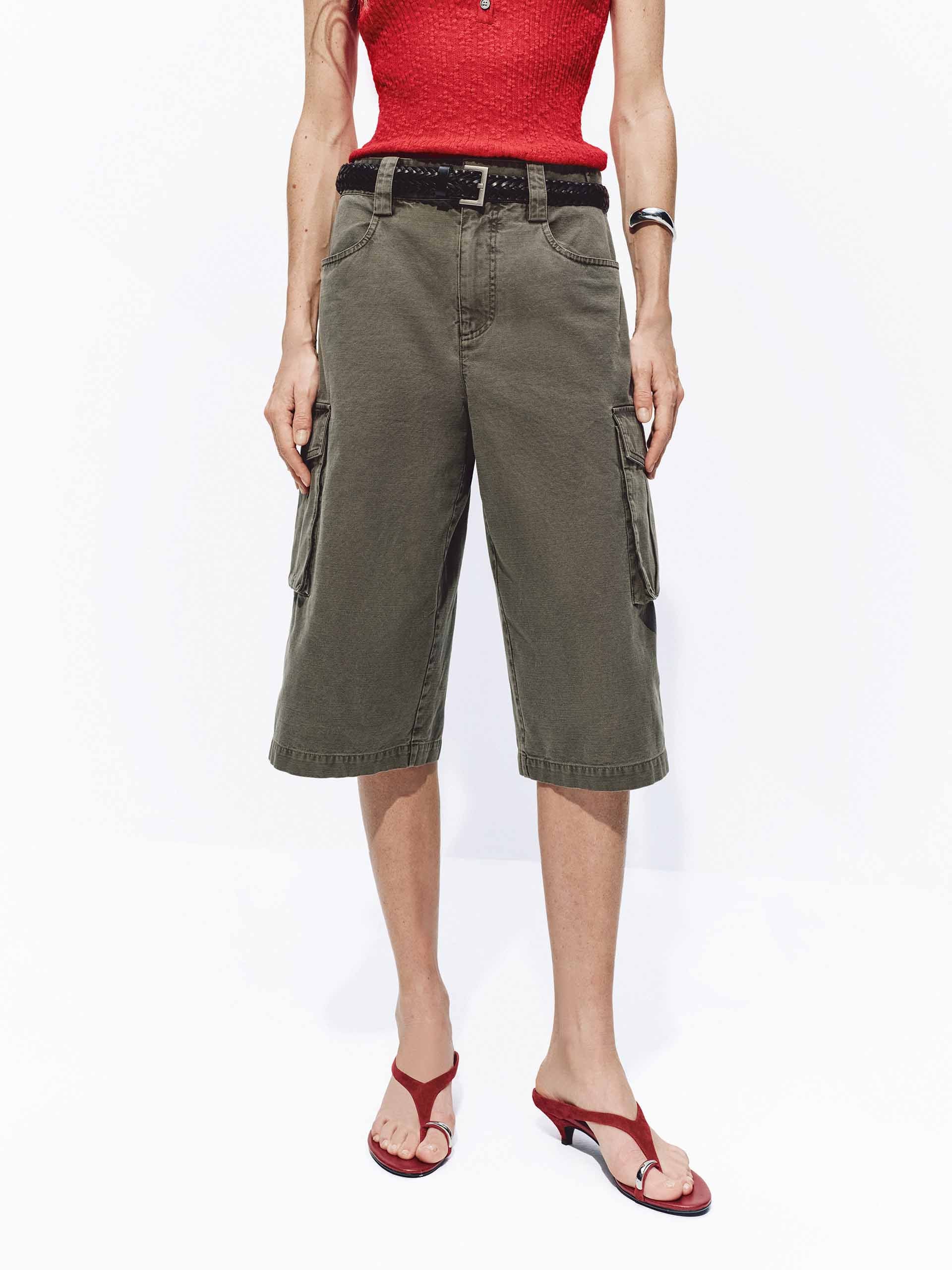 Washed Cotton Cargo Shorts