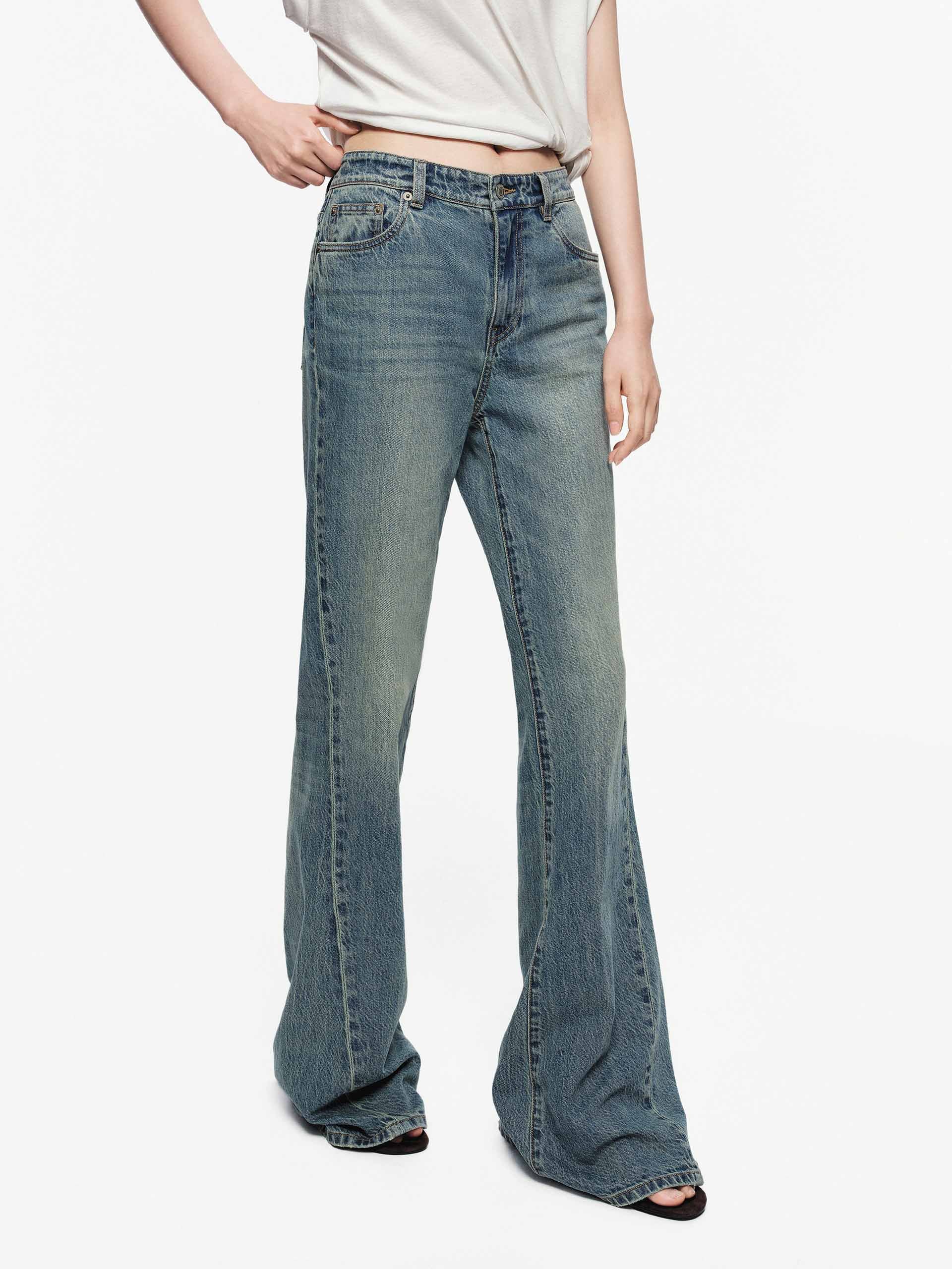 Washed Faded Flared Jeans - Image 6