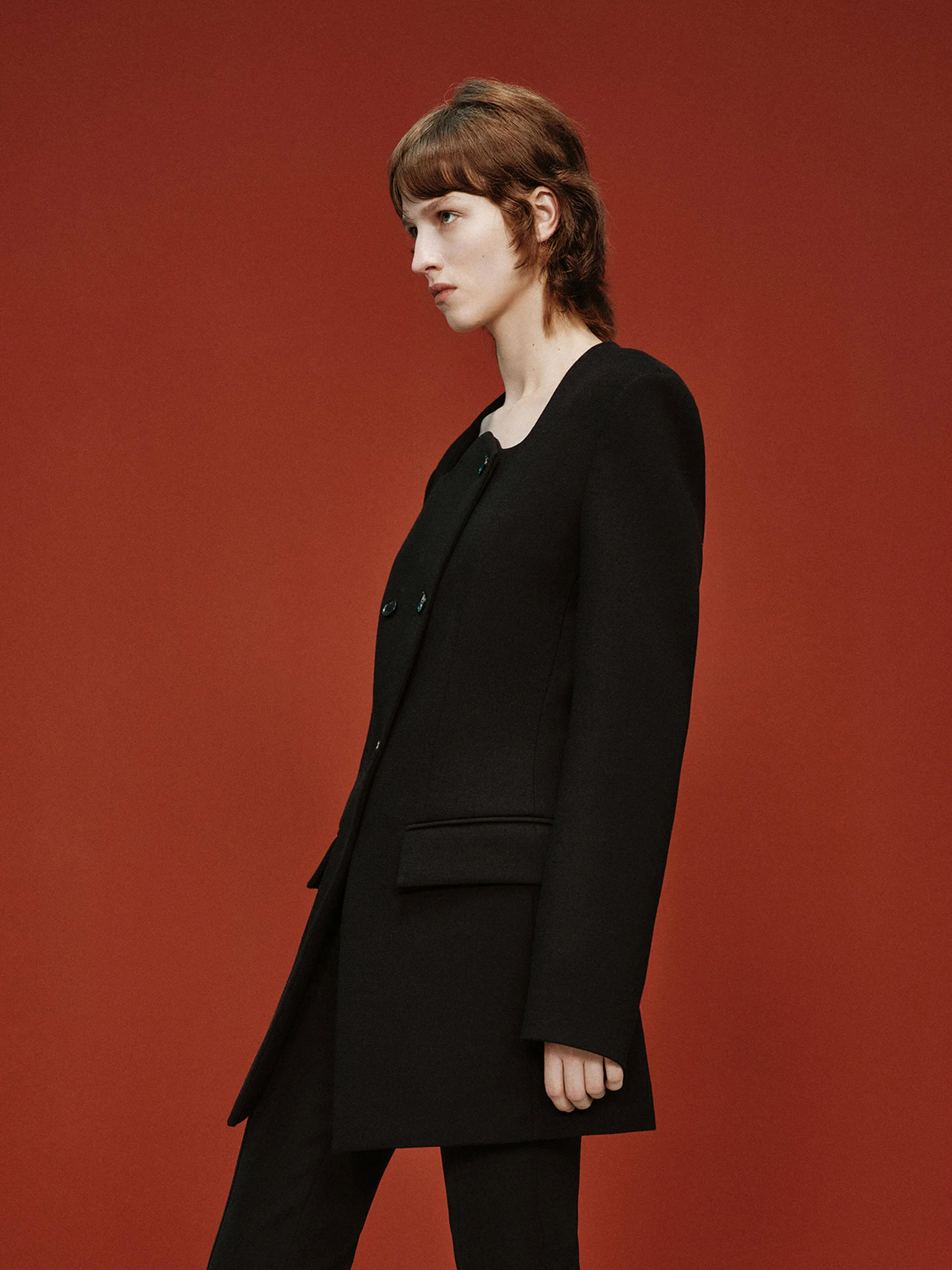 Wave Collar Wool Coat - Image 8