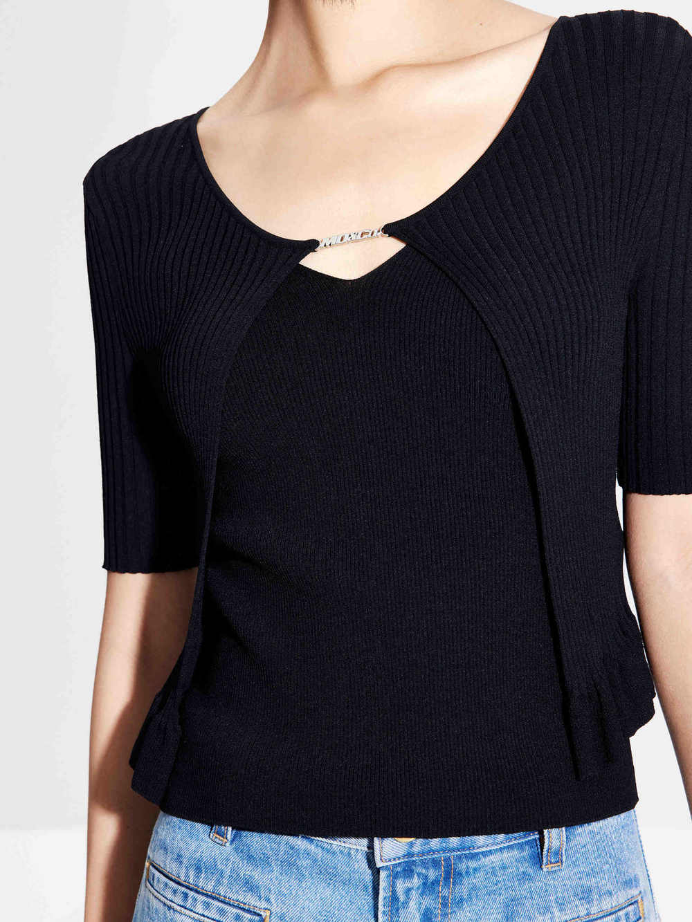 Wavy Hem Knitted Cardigan - Image 3