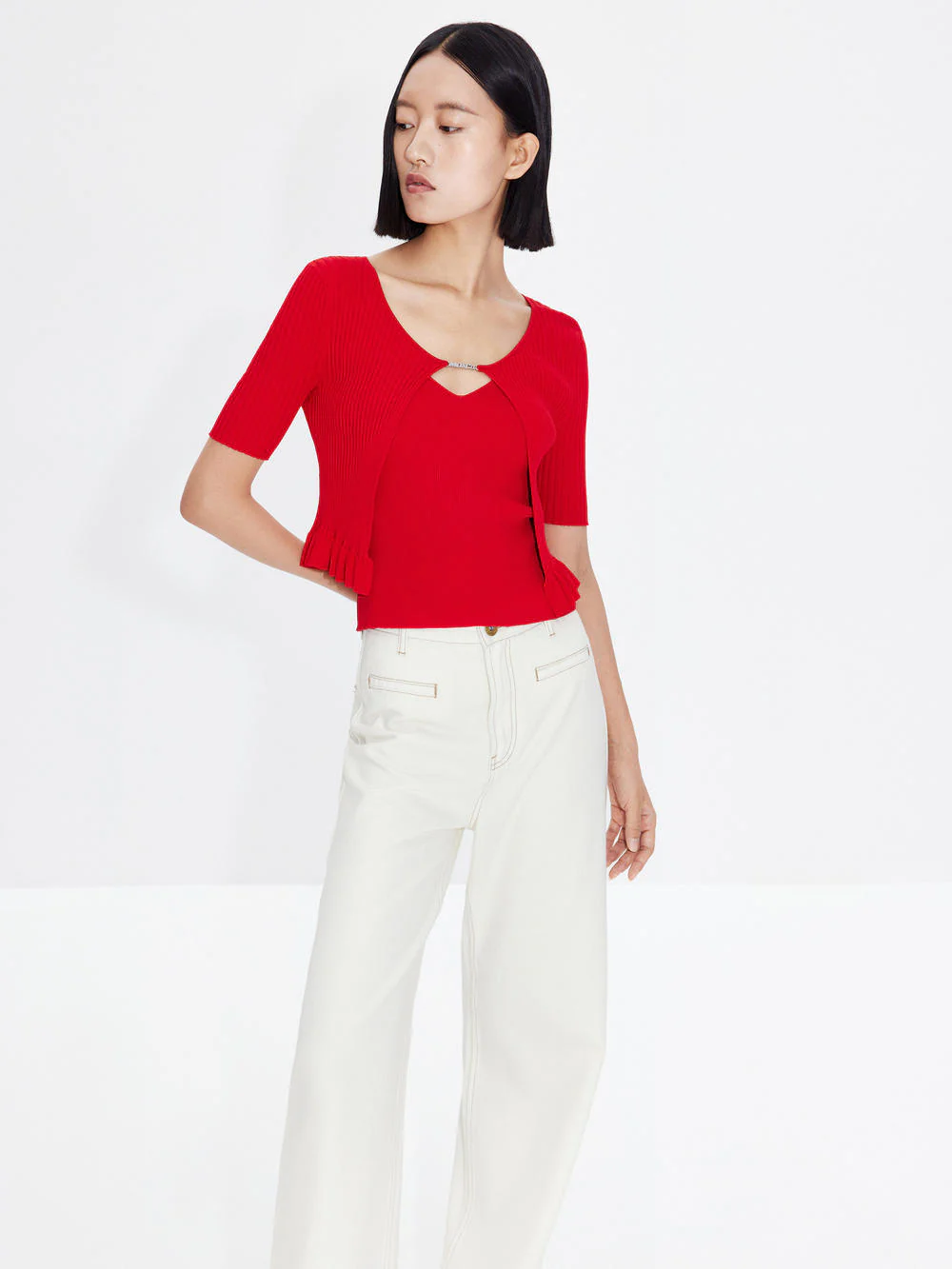 Wavy Hem Knitted Cardigan - Image 7