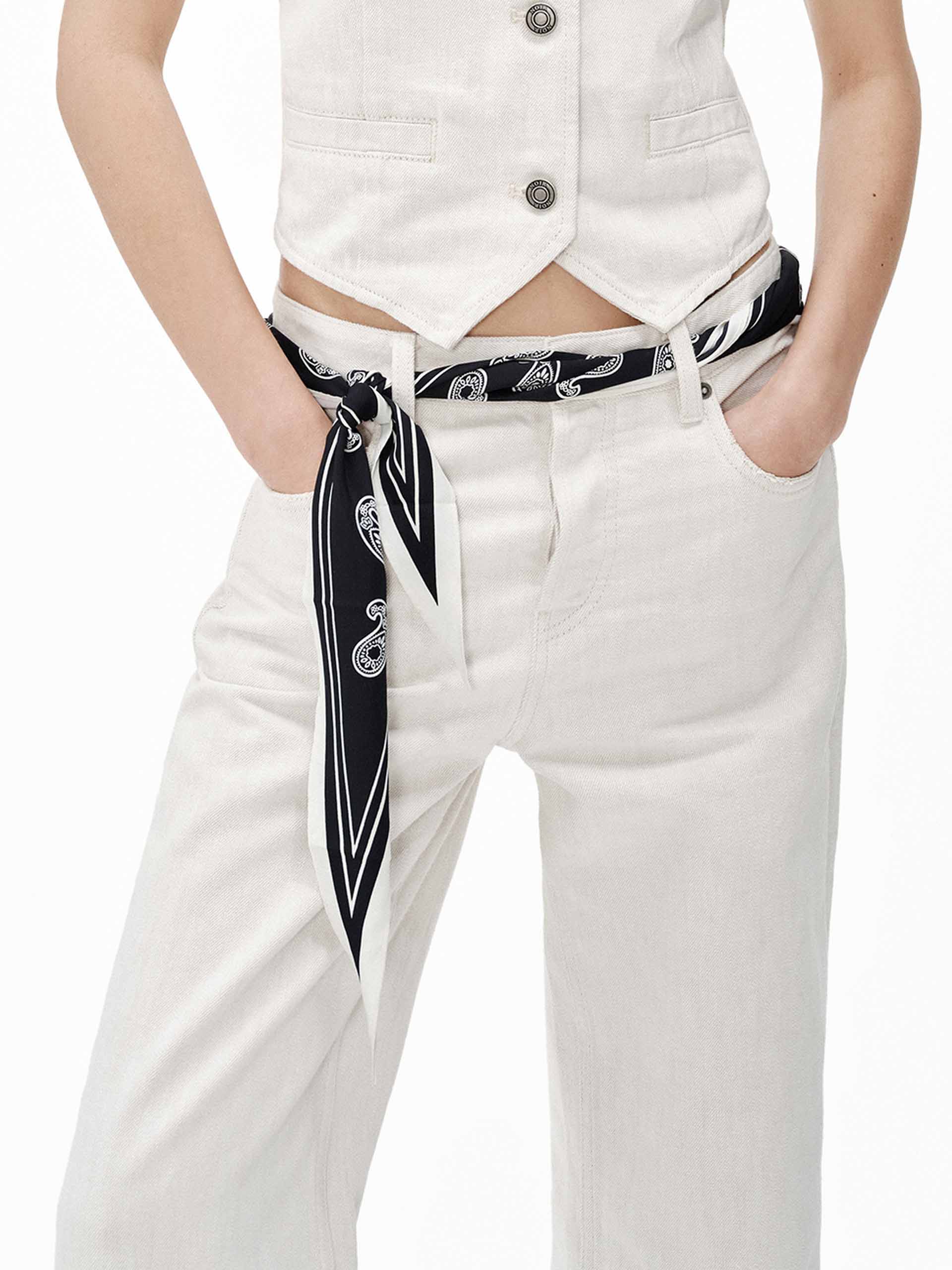 White Denim Straight Jeans - Image 8