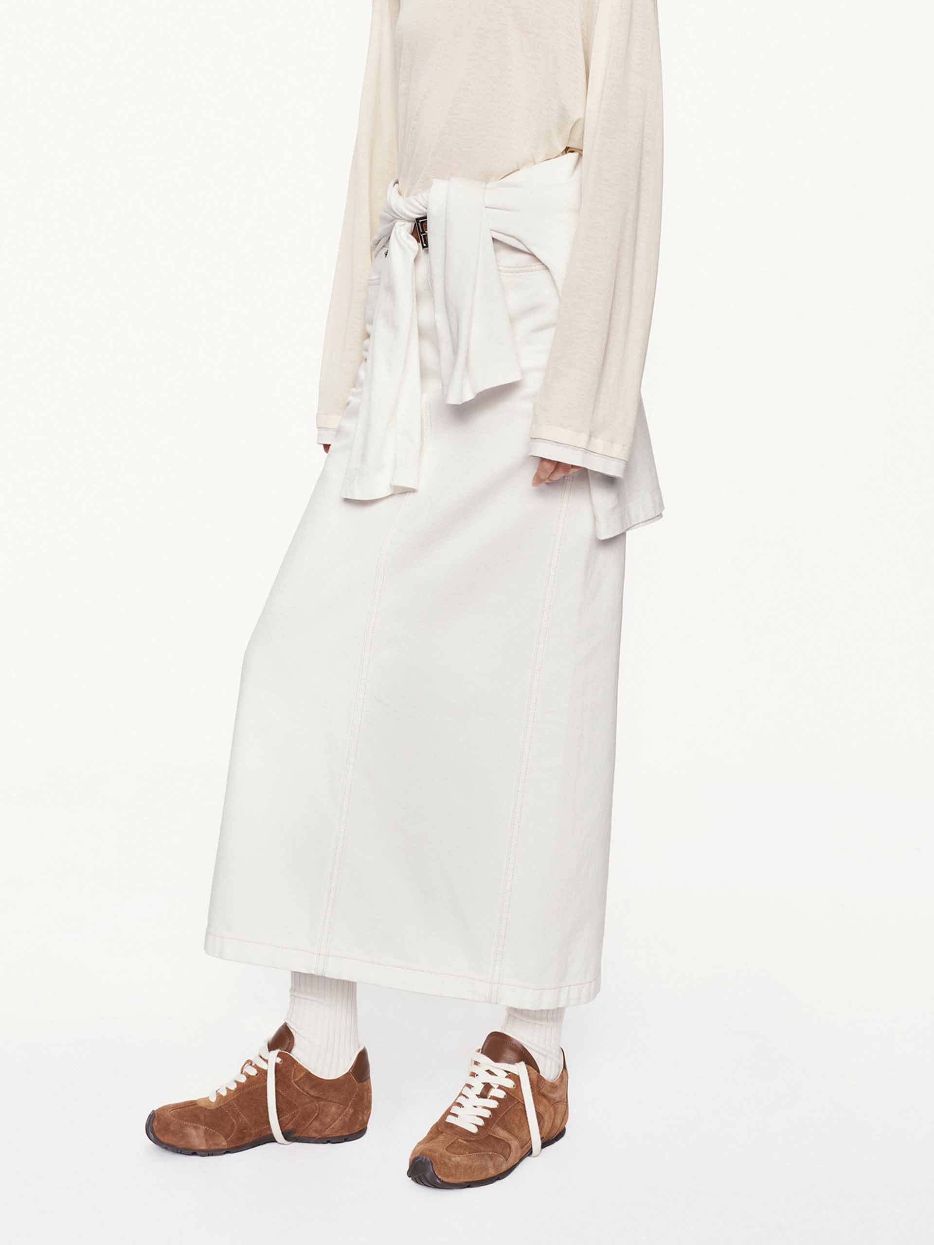 White Denim Straight Skirt - Image 3