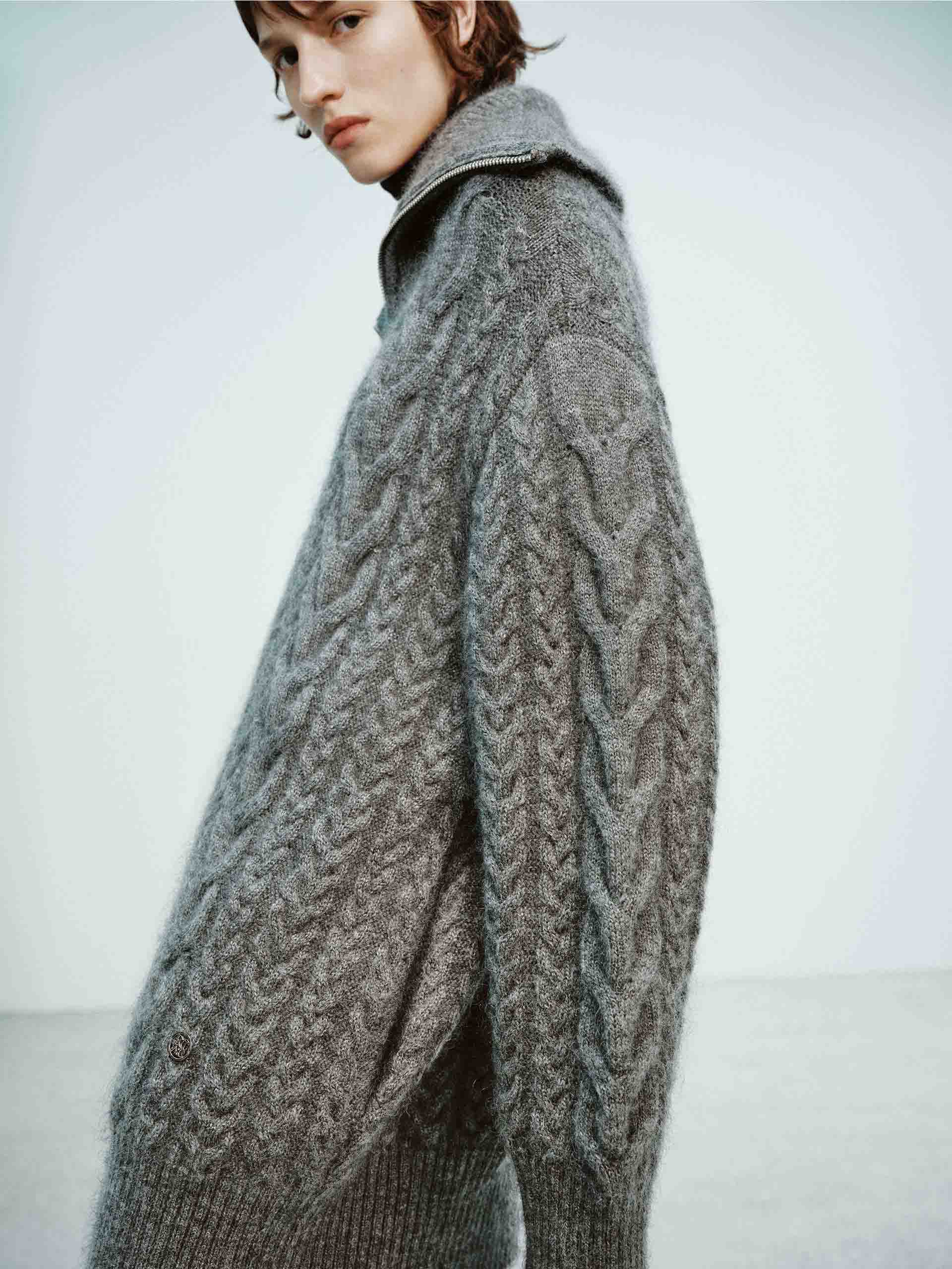 Wide Collar Cable Cardigan - Image 6