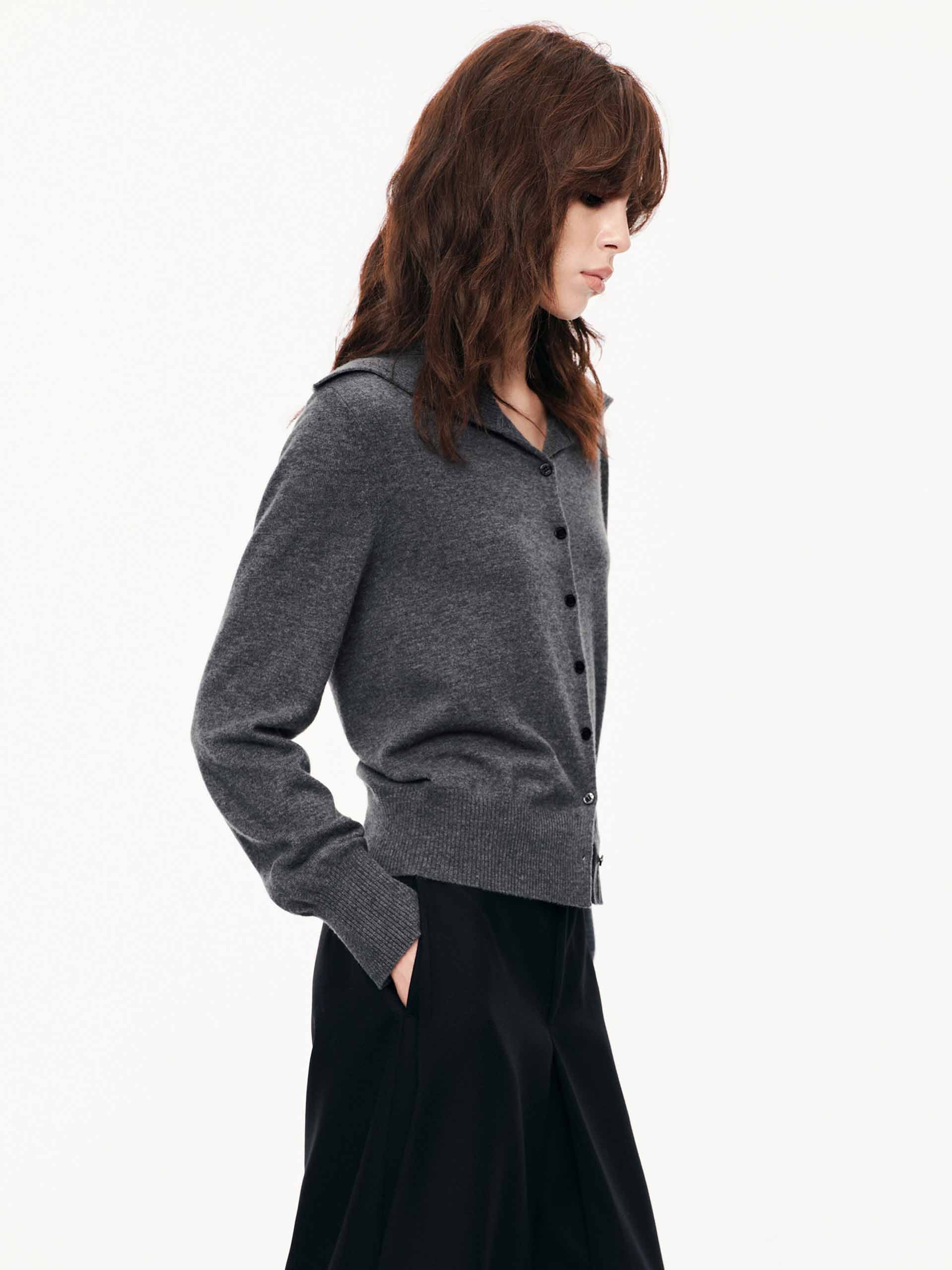 Wide Collar Wool Cardigan - Image 17