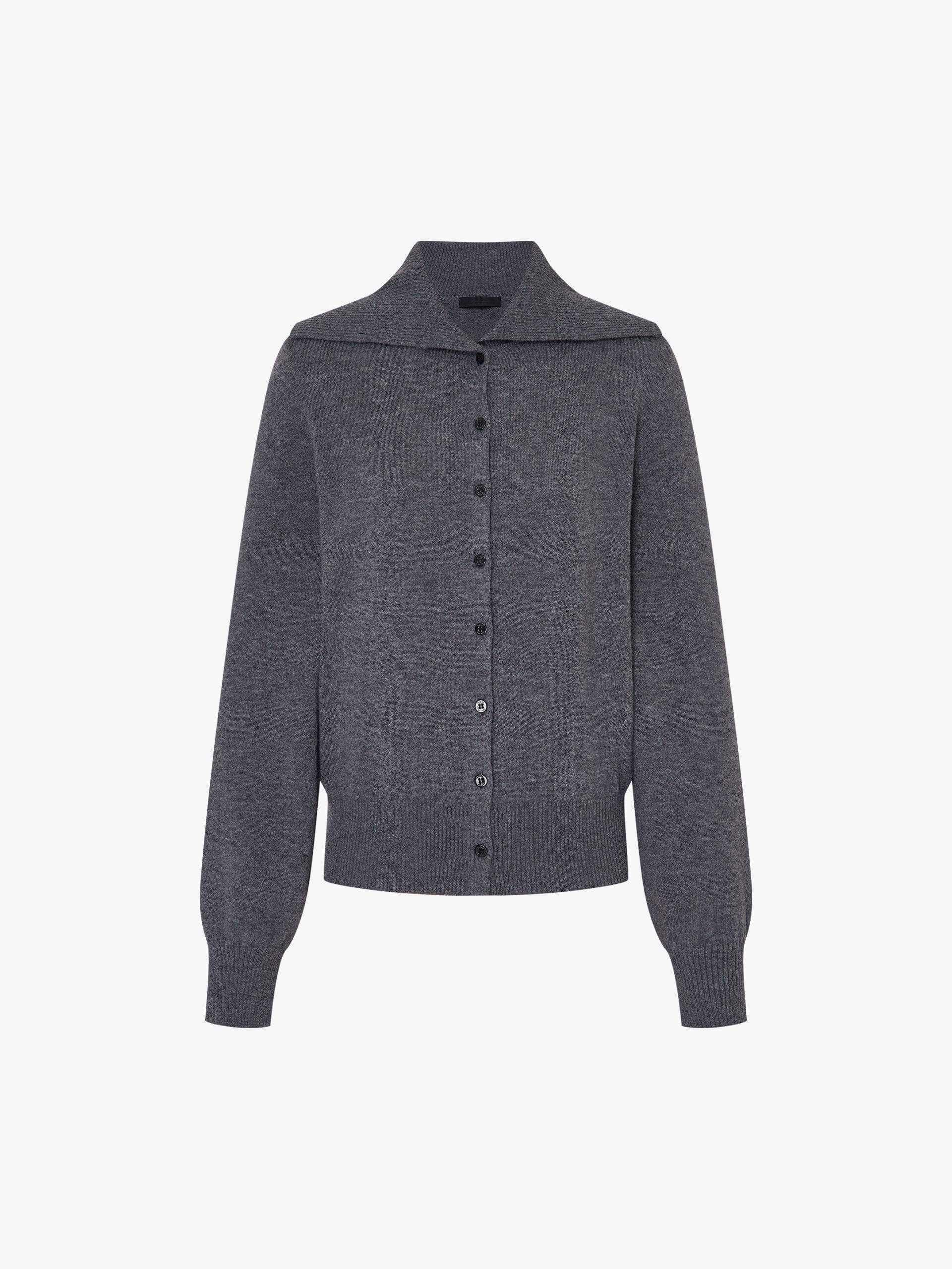 Wide Collar Wool Cardigan - Image 19