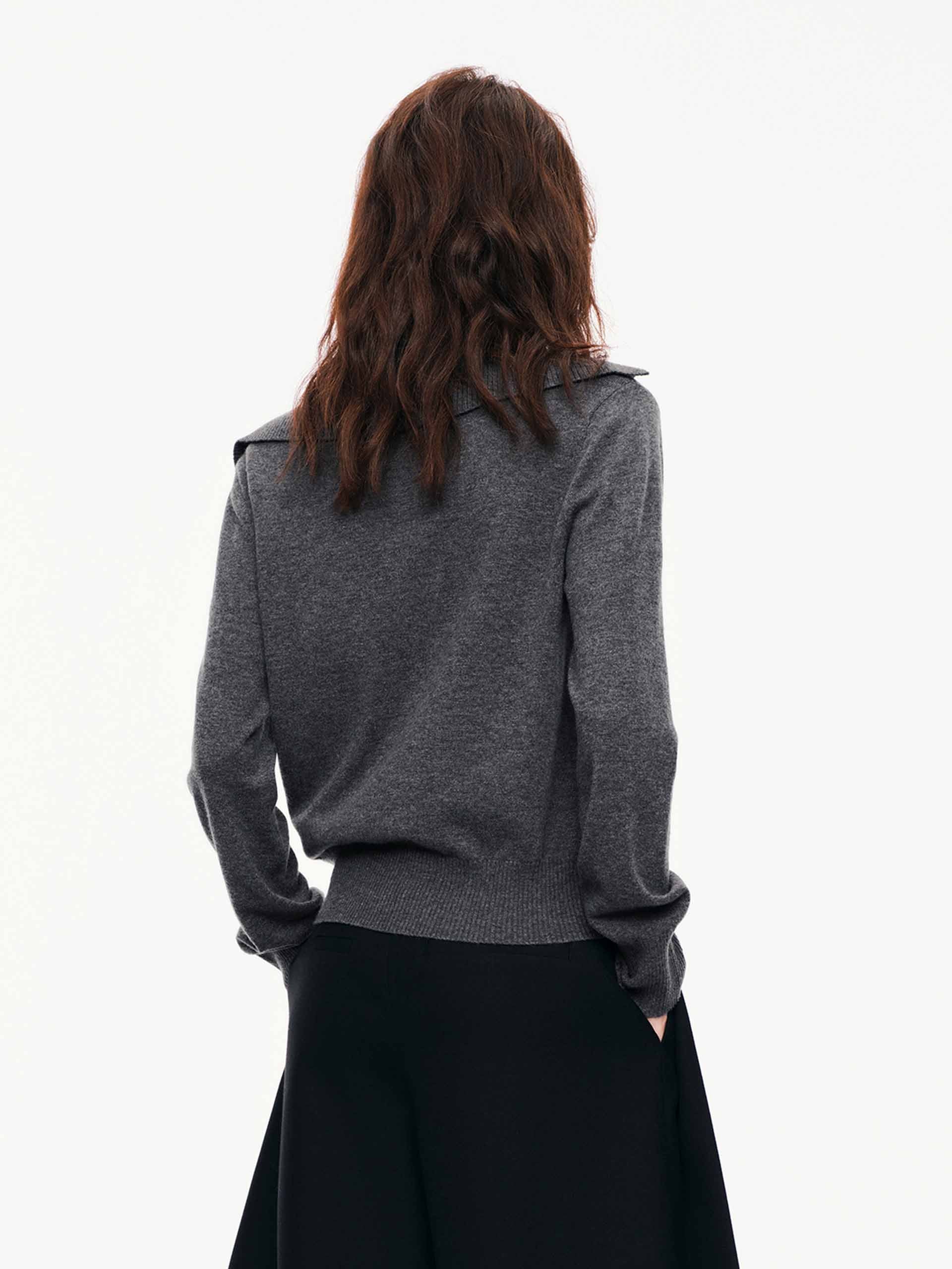 Wide Collar Wool Cardigan - Image 20