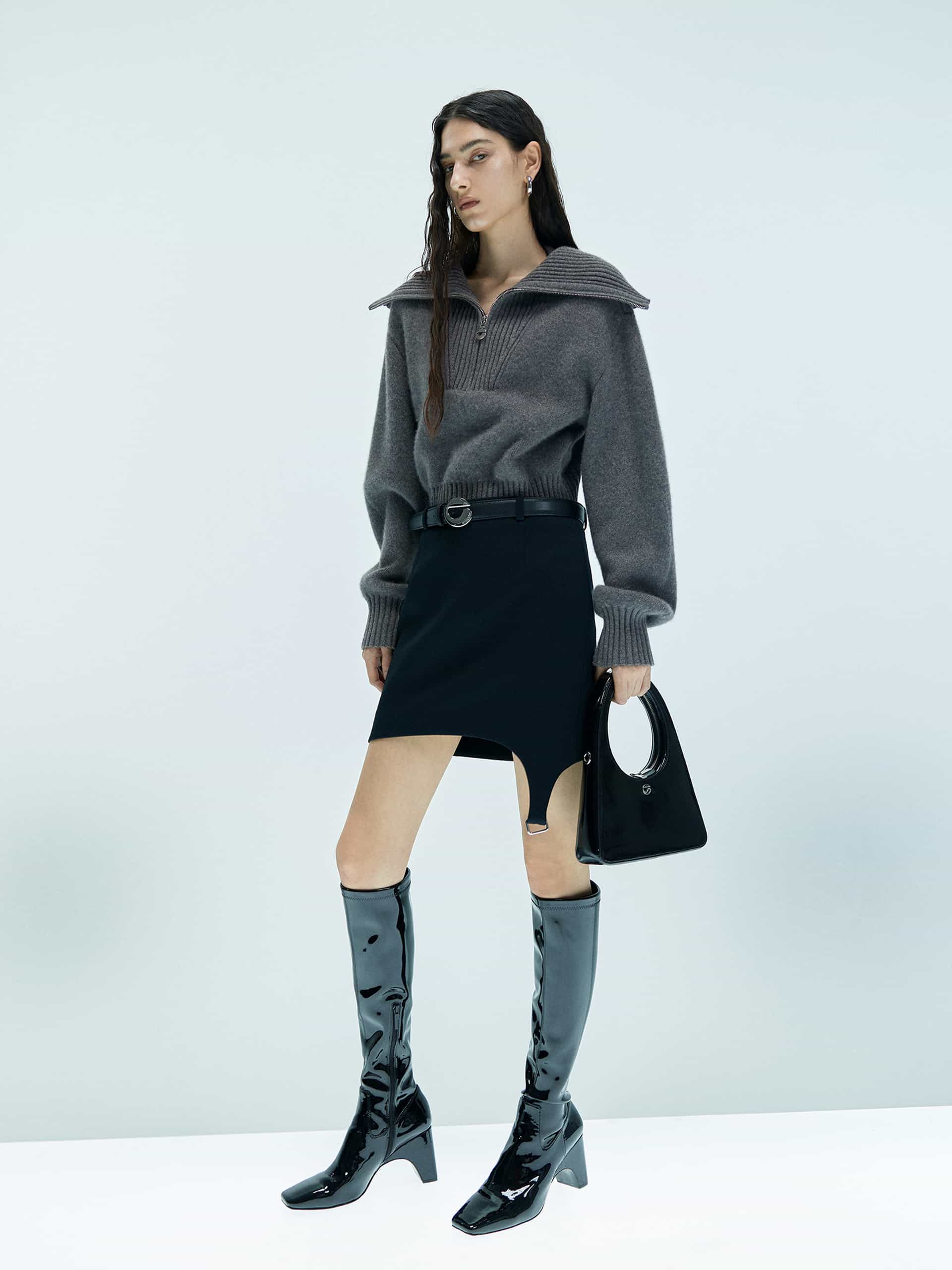 Wide Lapel Knitted Sweater - Image 10