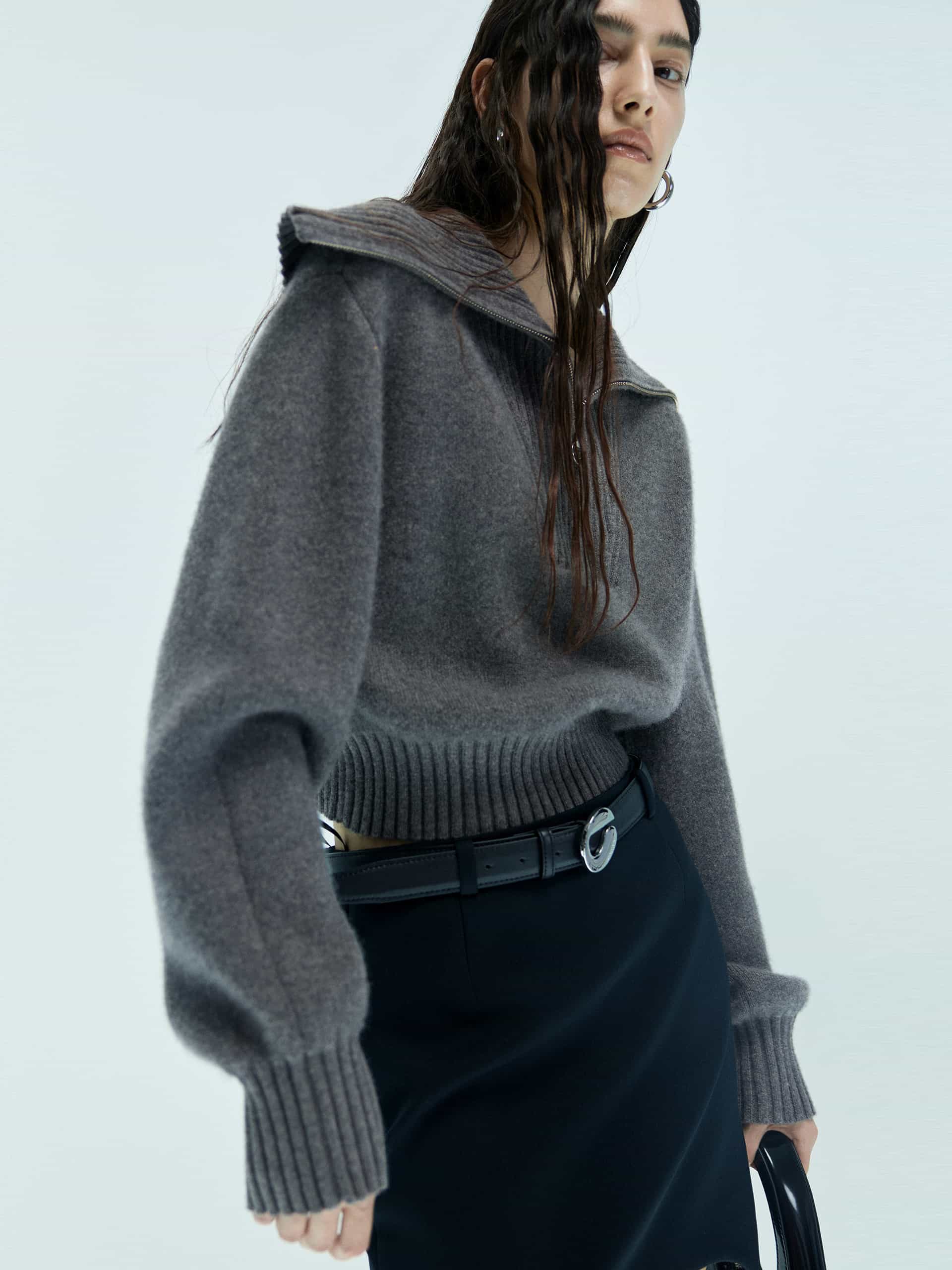 Wide Lapel Knitted Sweater - Image 11