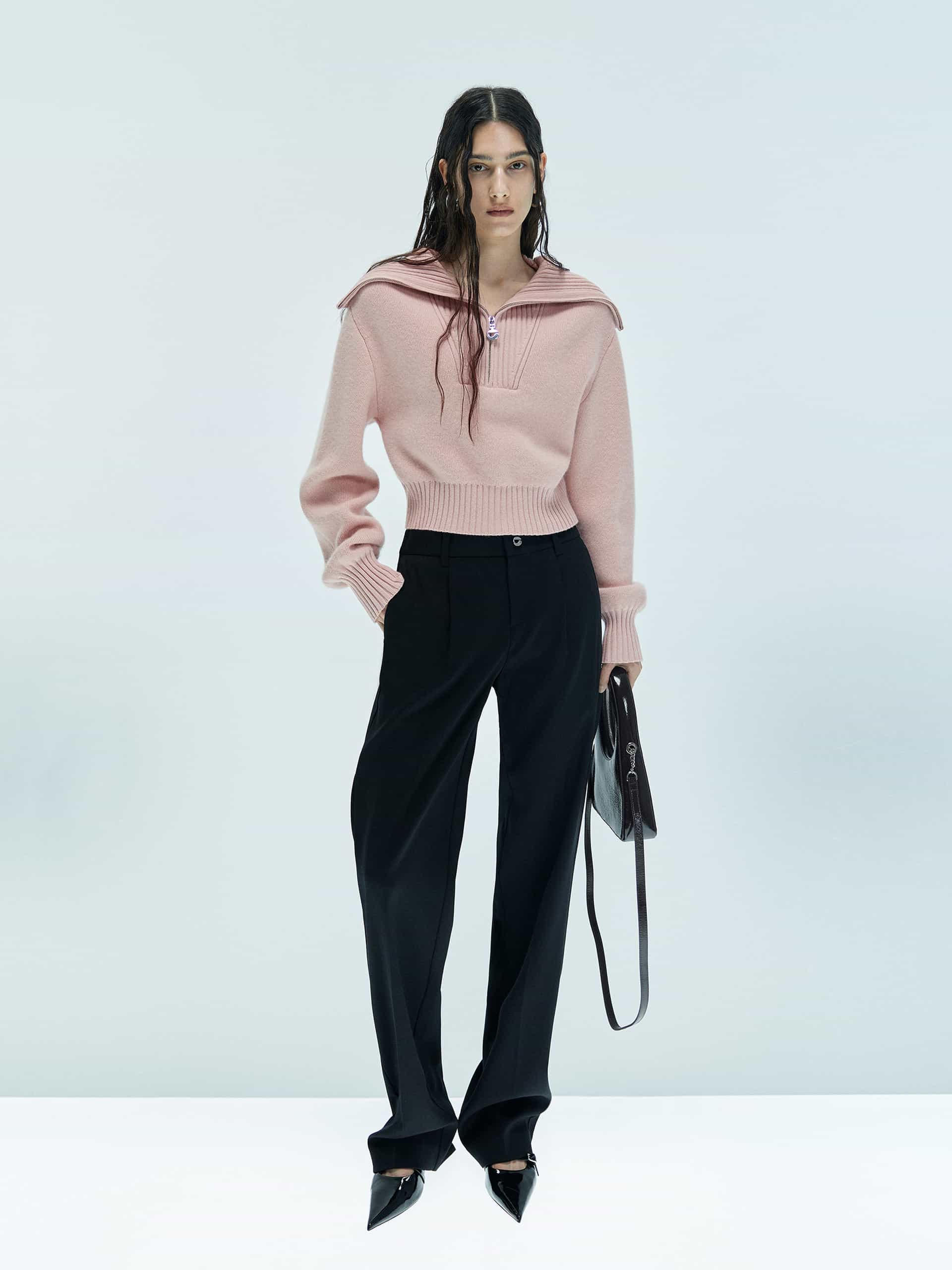 Wide Lapel Knitted Sweater - Image 2