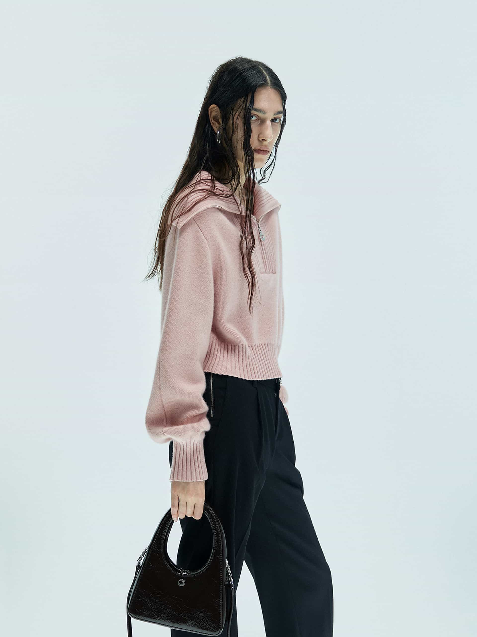 Wide Lapel Knitted Sweater - Image 3