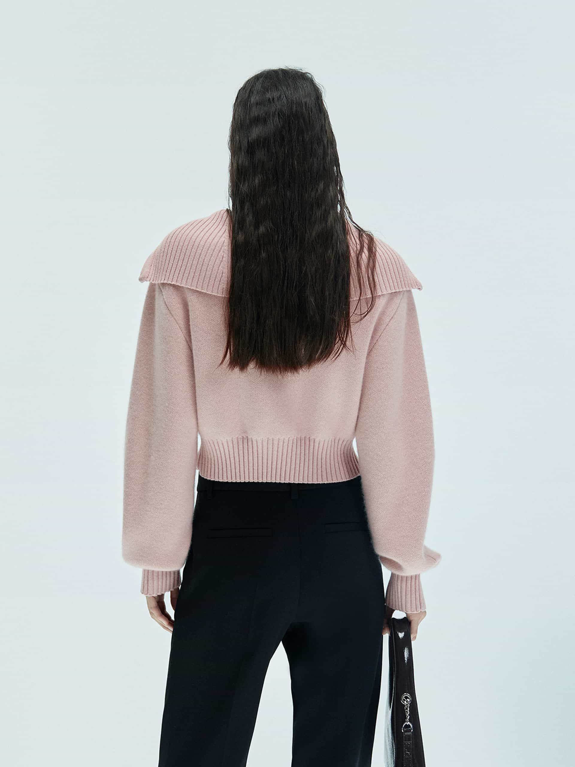Wide Lapel Knitted Sweater - Image 6