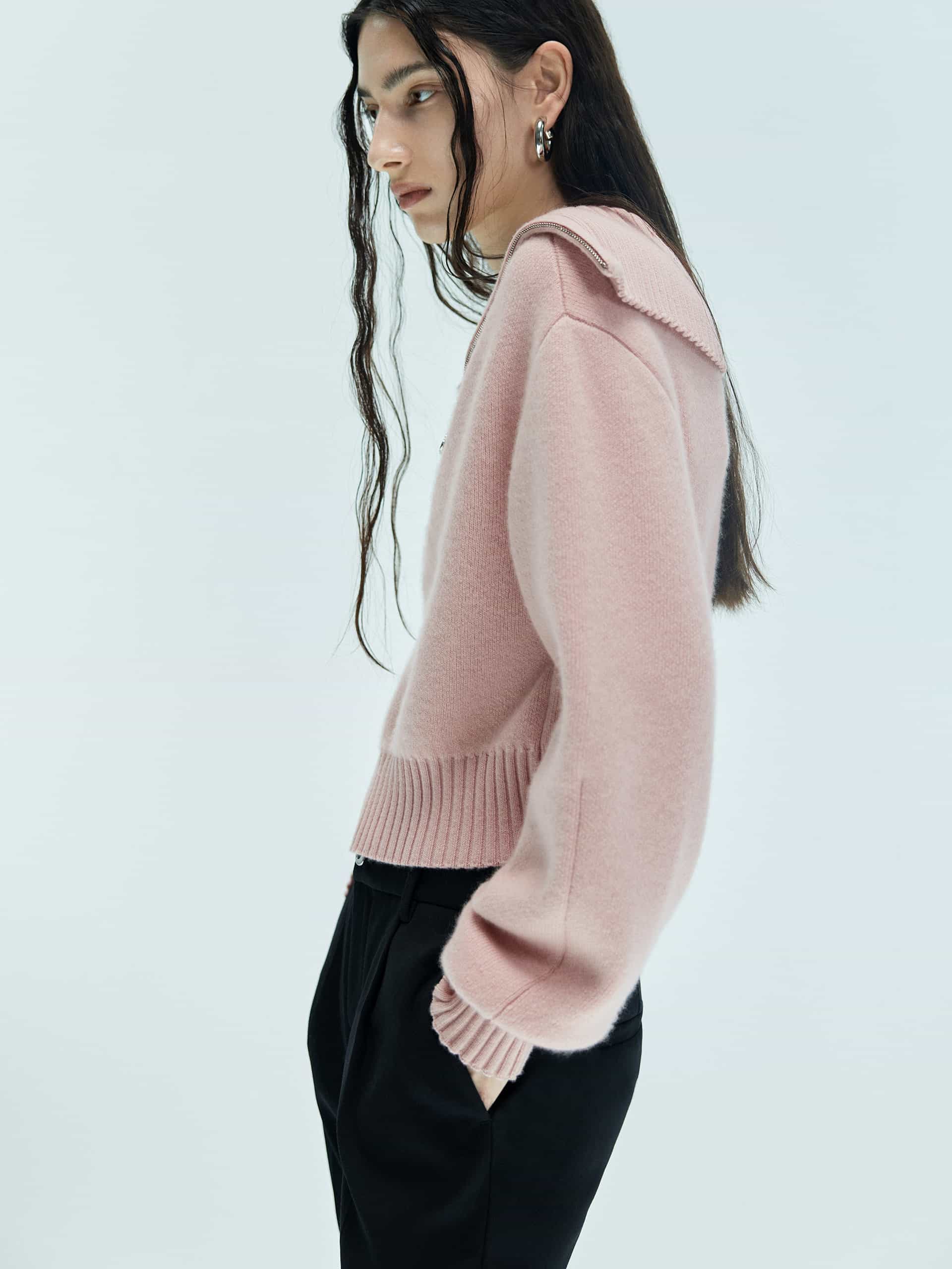 Wide Lapel Knitted Sweater - Image 8