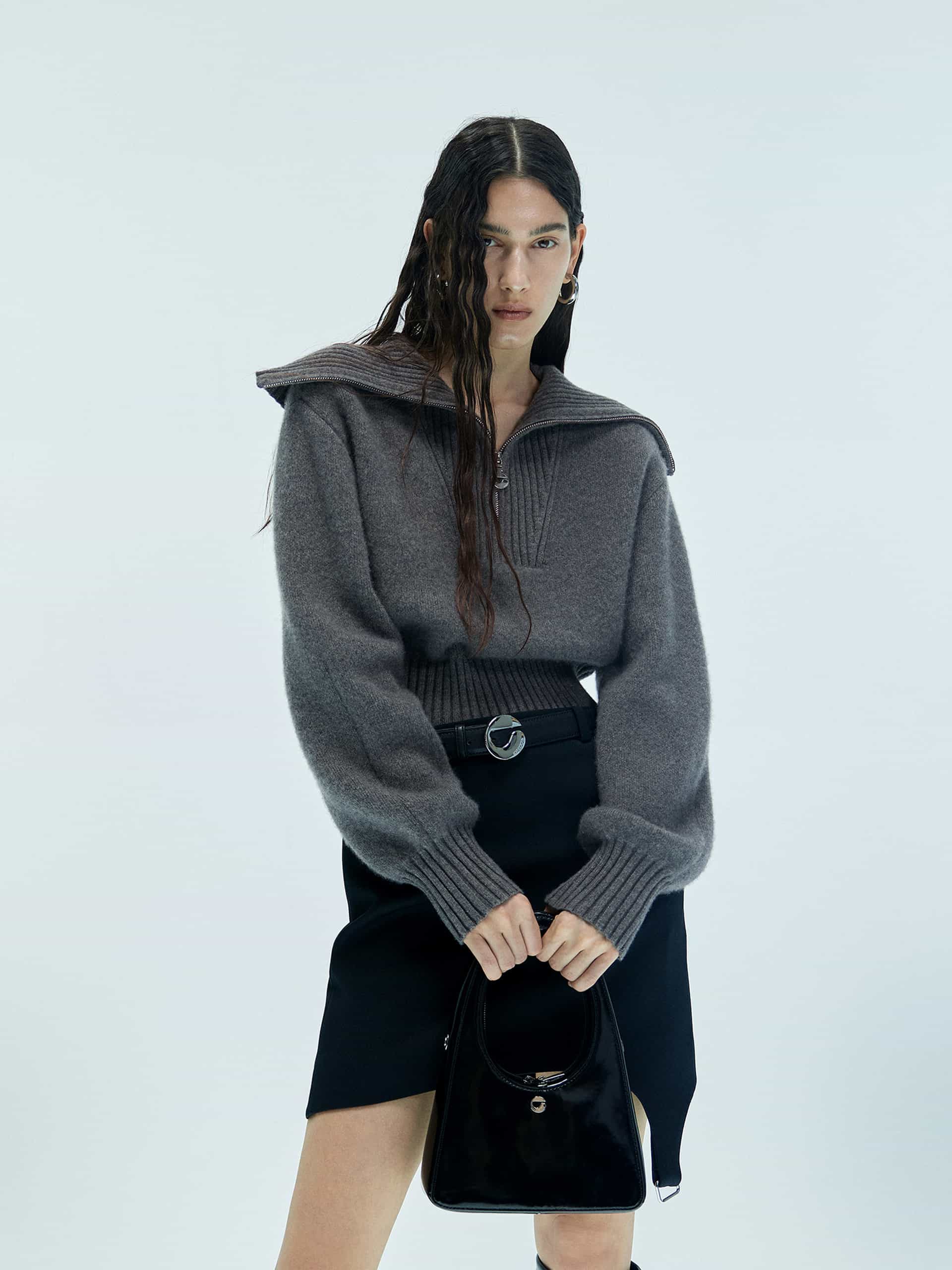 Wide Lapel Knitted Sweater - Image 9