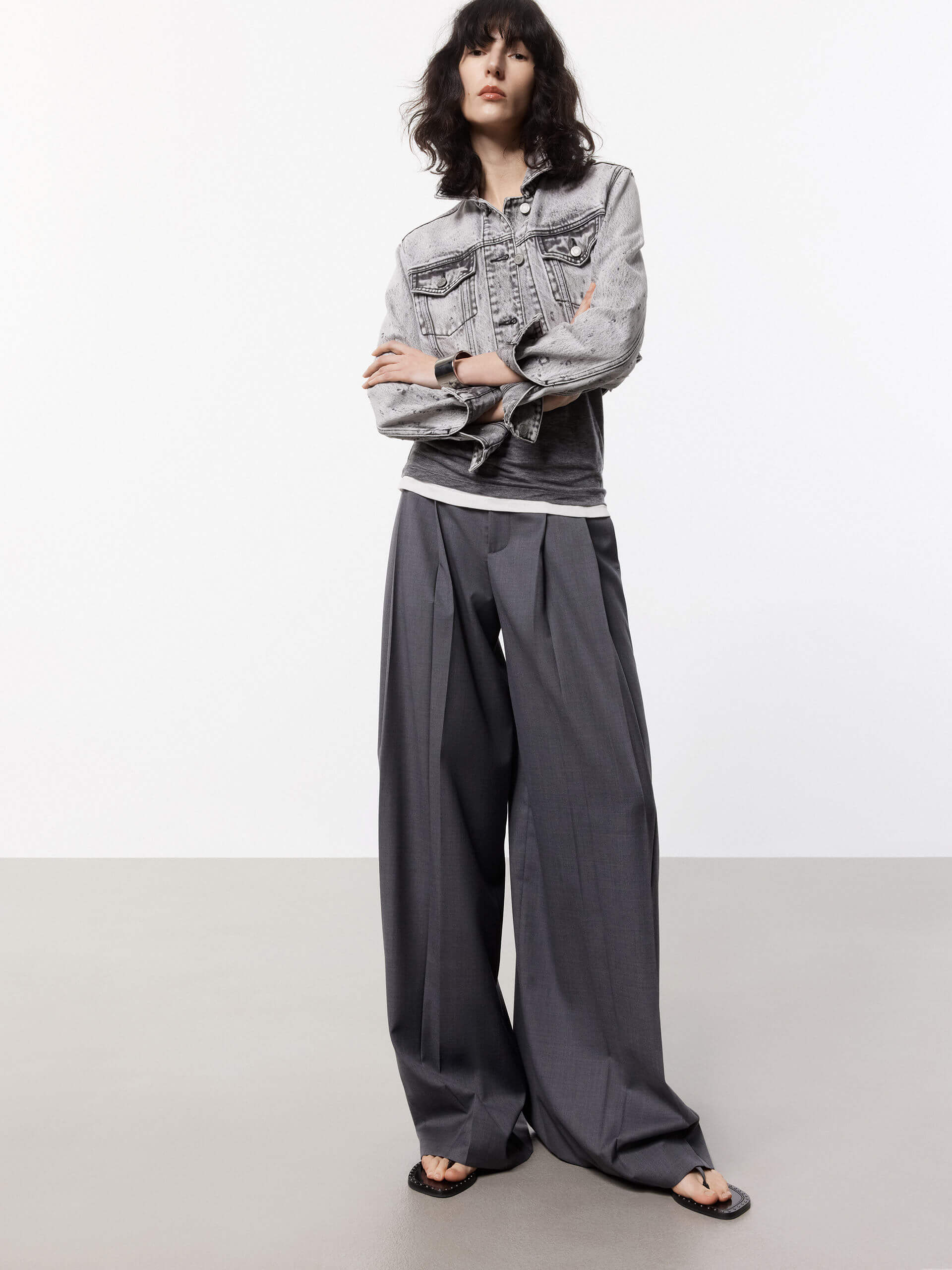 Wide Leg Pleated Pants - Image 7