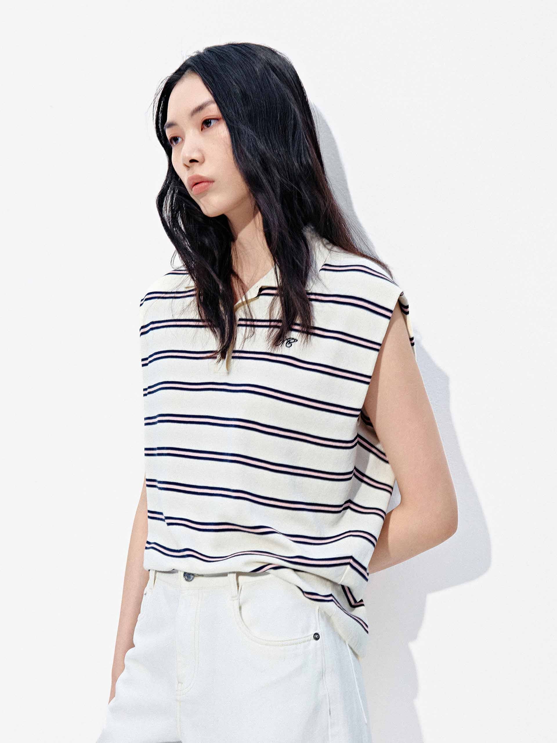 Wide Shoulder Striped Top - Image 6