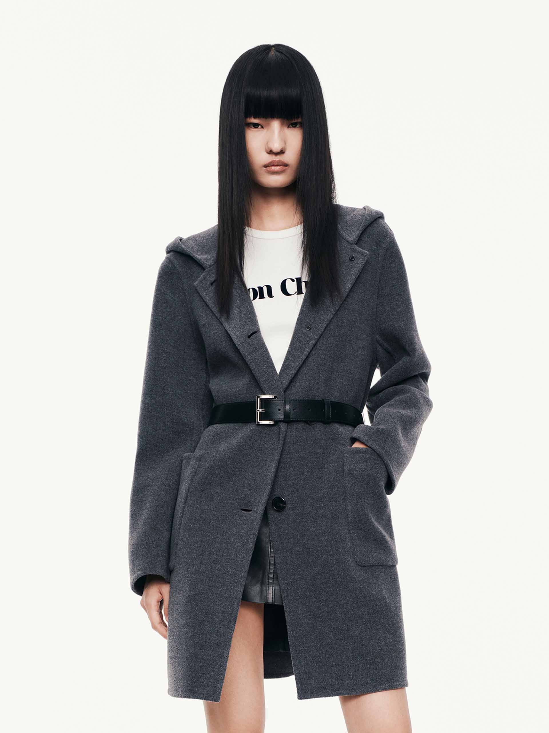 With Belt Hooded Coat - Image 10