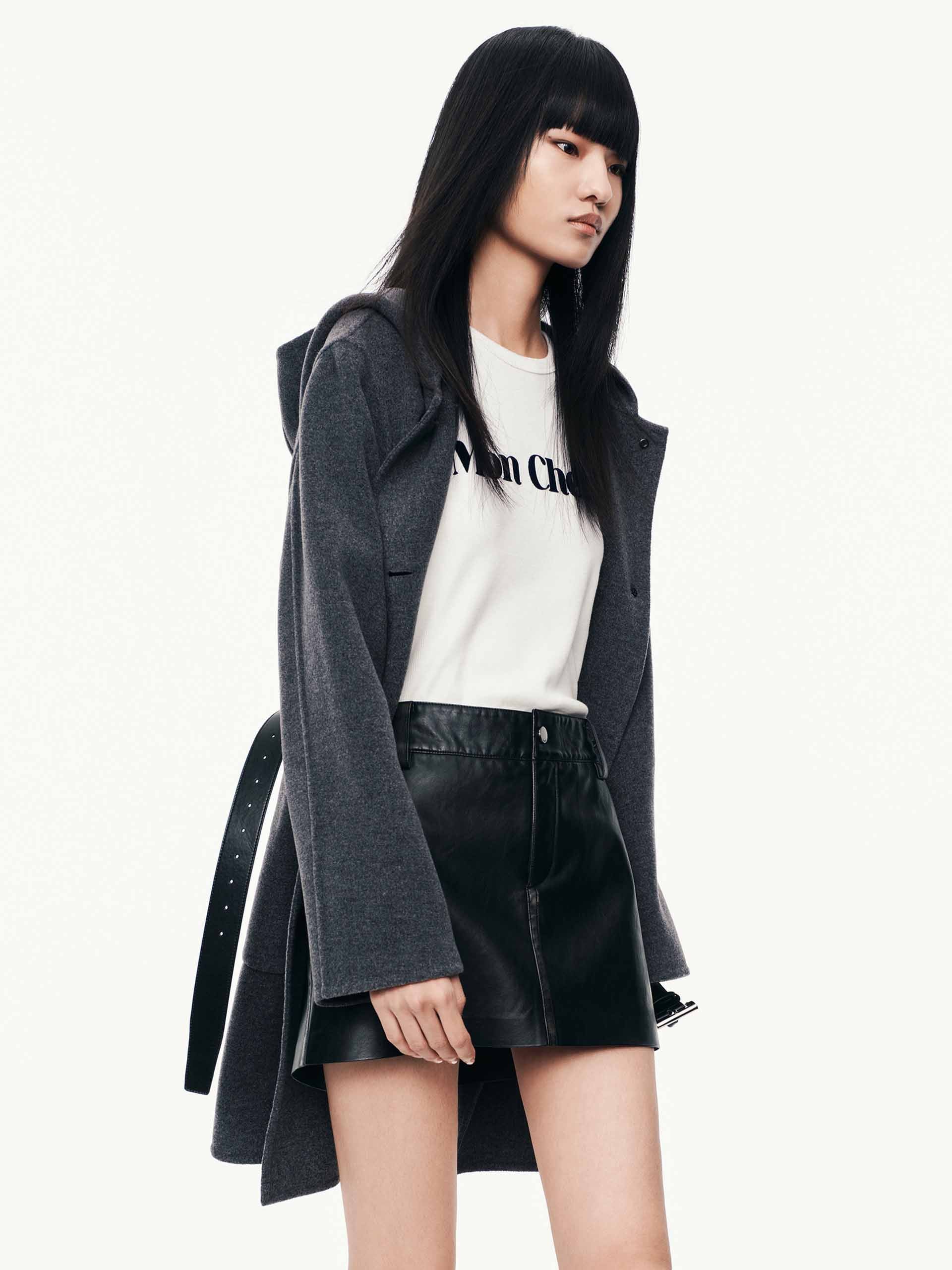 With Belt Hooded Coat - Image 14