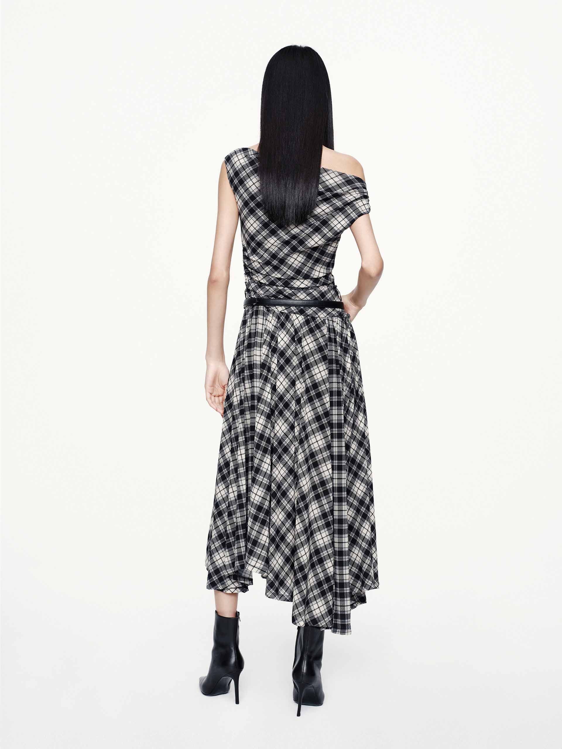 Included Belt Plaid Dress - Image 6