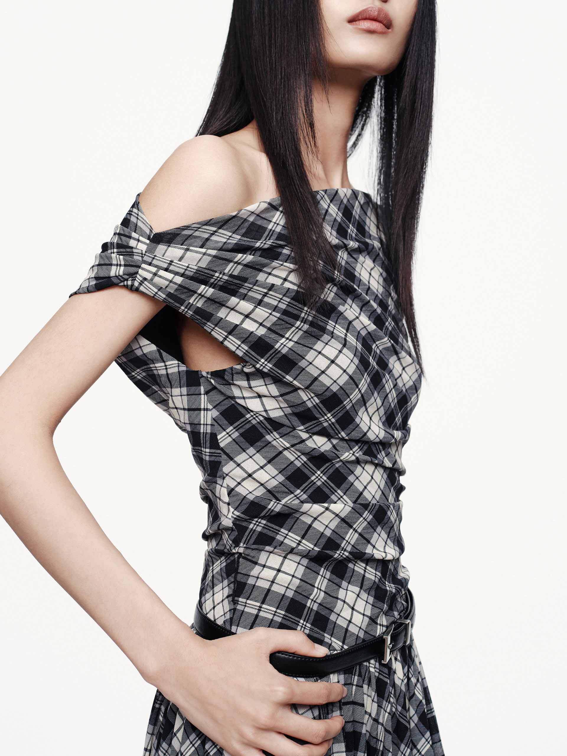 Included Belt Plaid Dress - Image 8