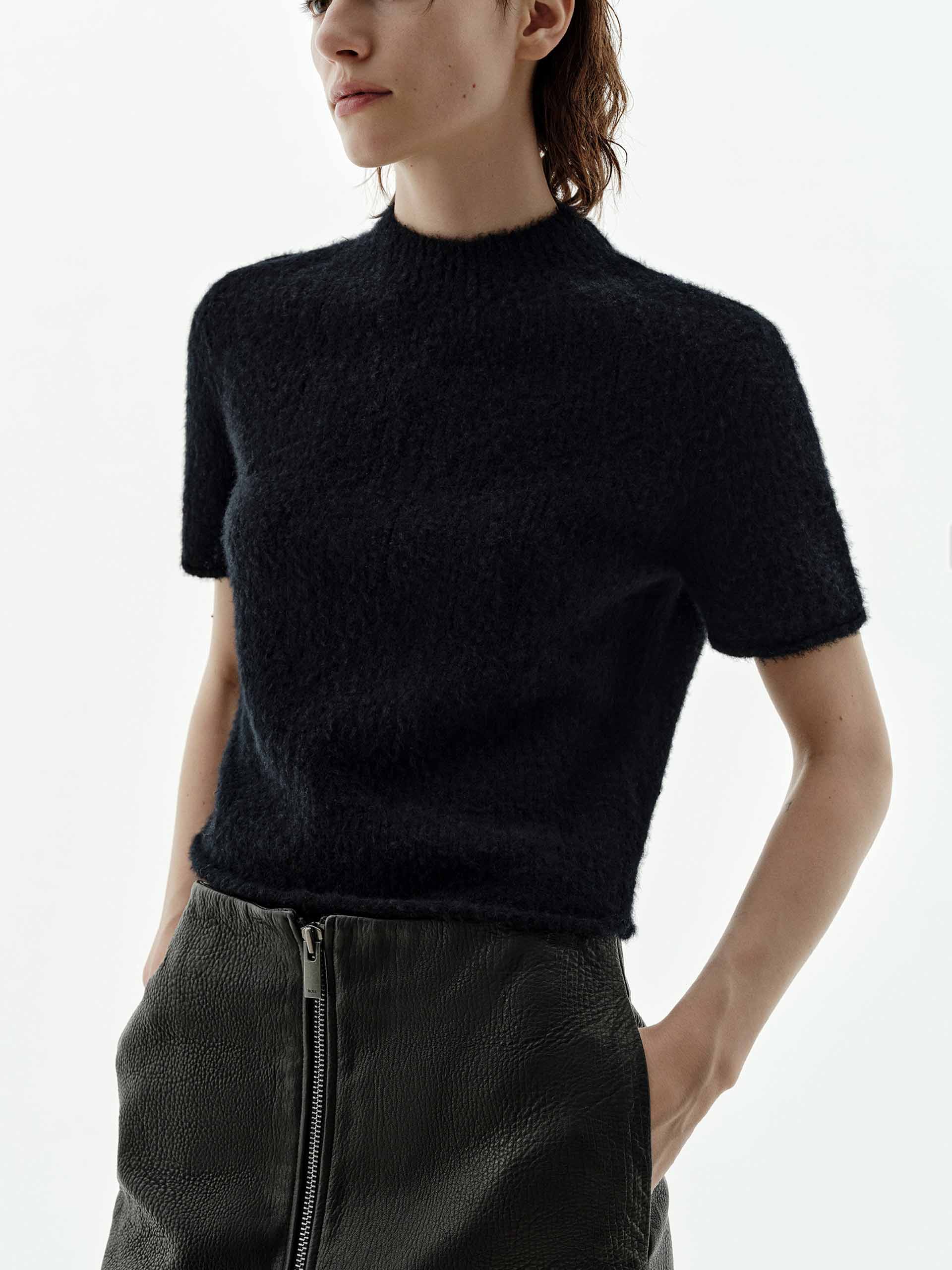 Wool Blend Cropped Knitted Top - Image 16