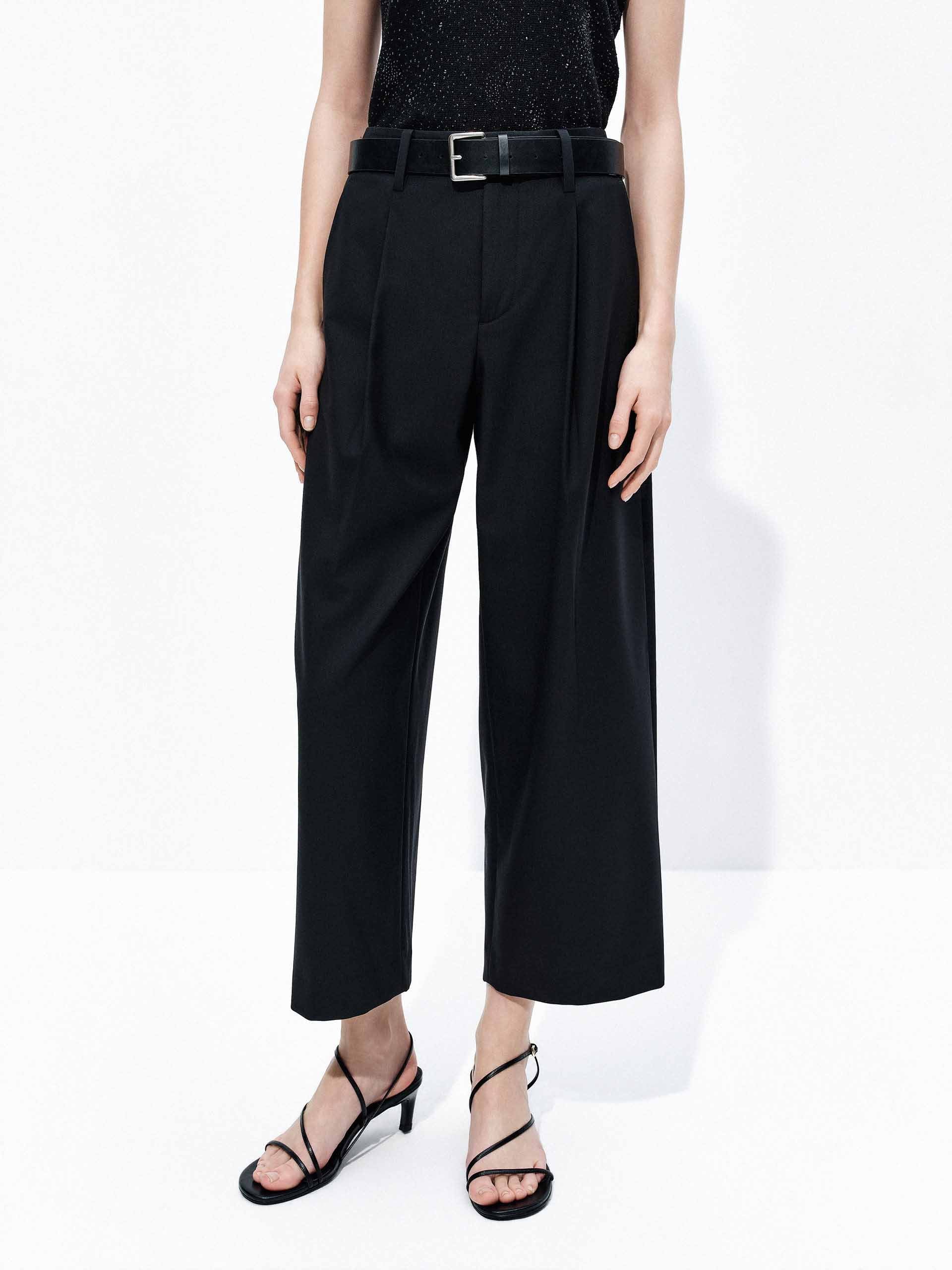 Wool Blend Cropped Pants