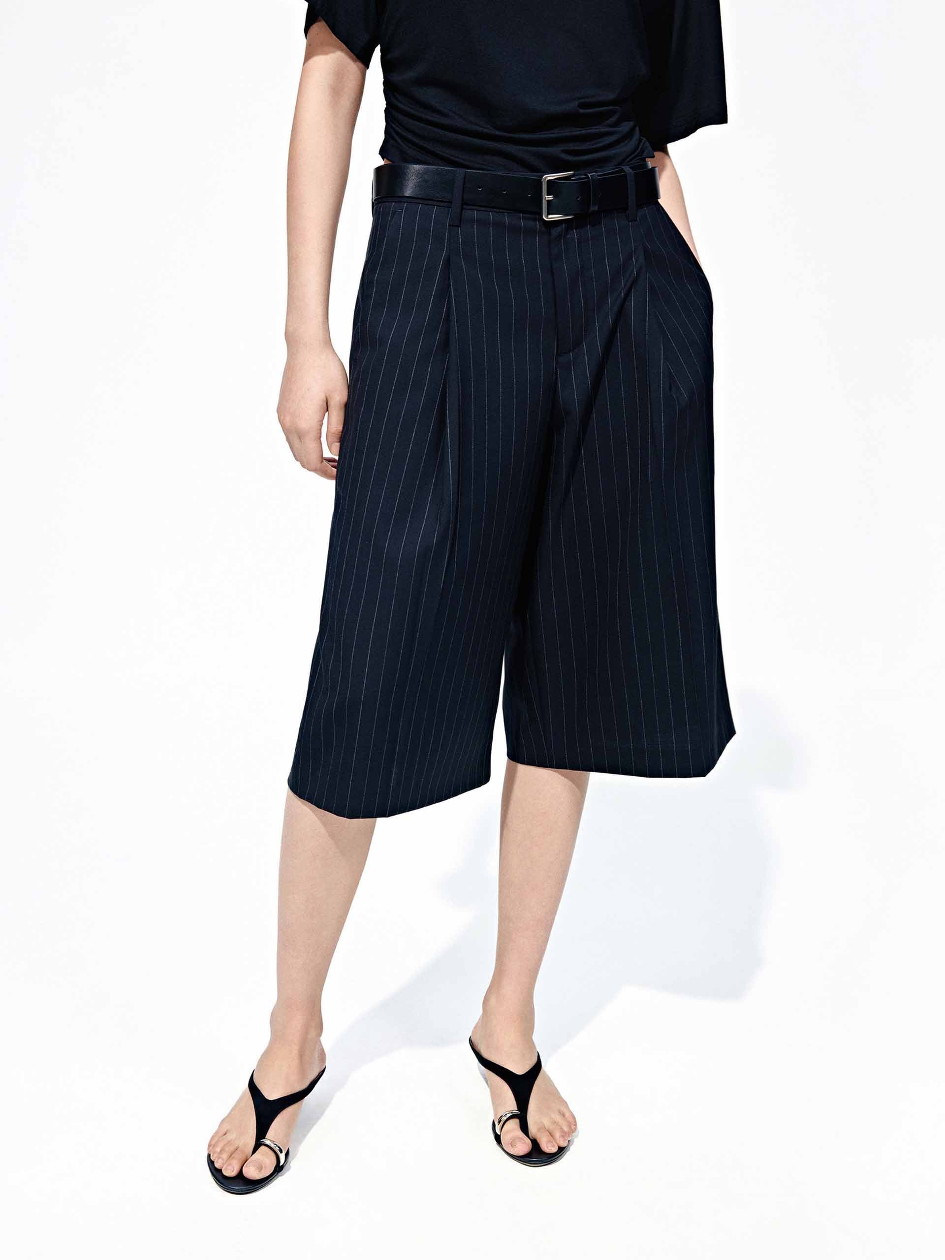 Wool Blend Cropped Shorts