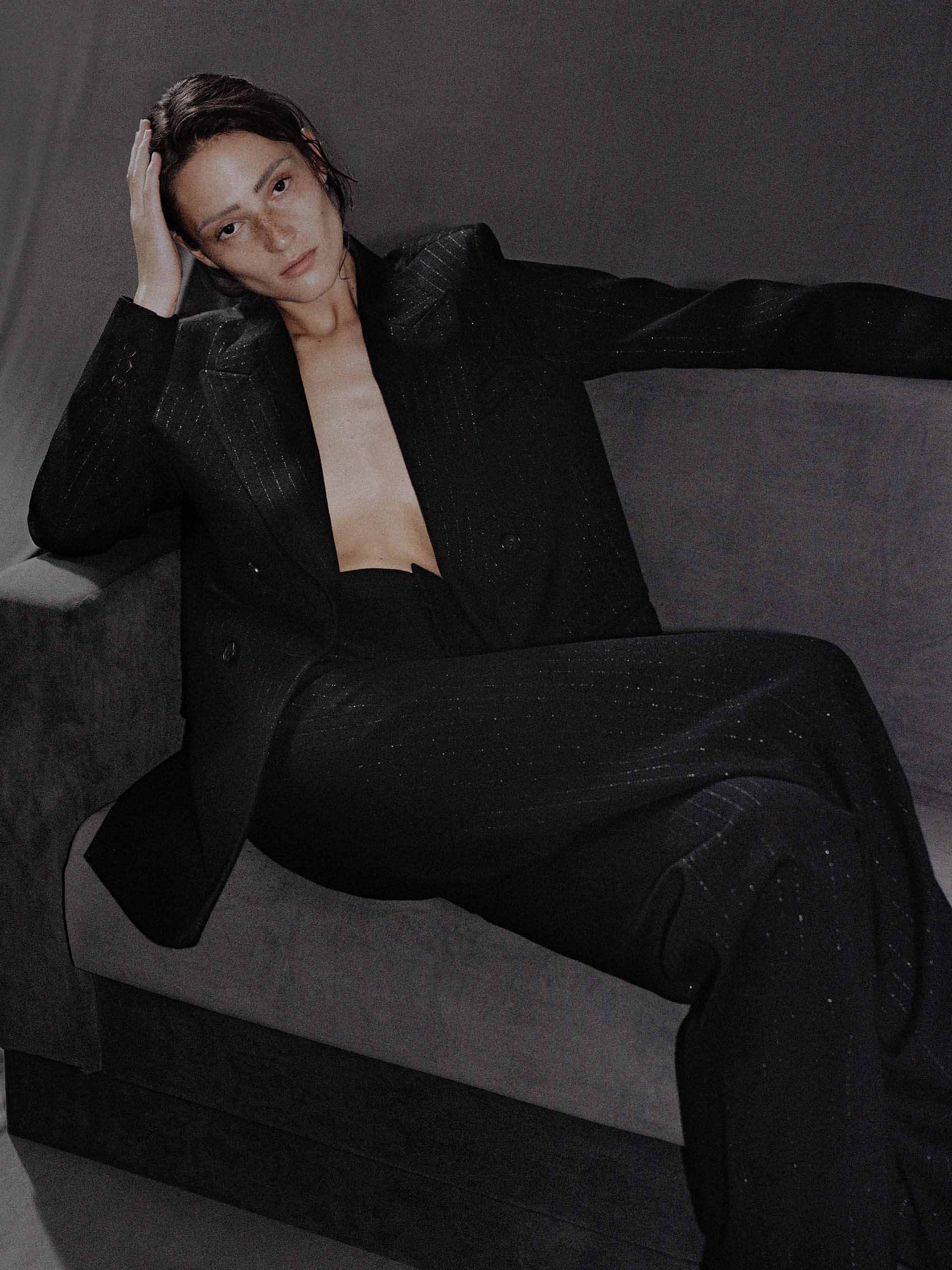 Wool Blend Pinstripe Blazer - Image 2