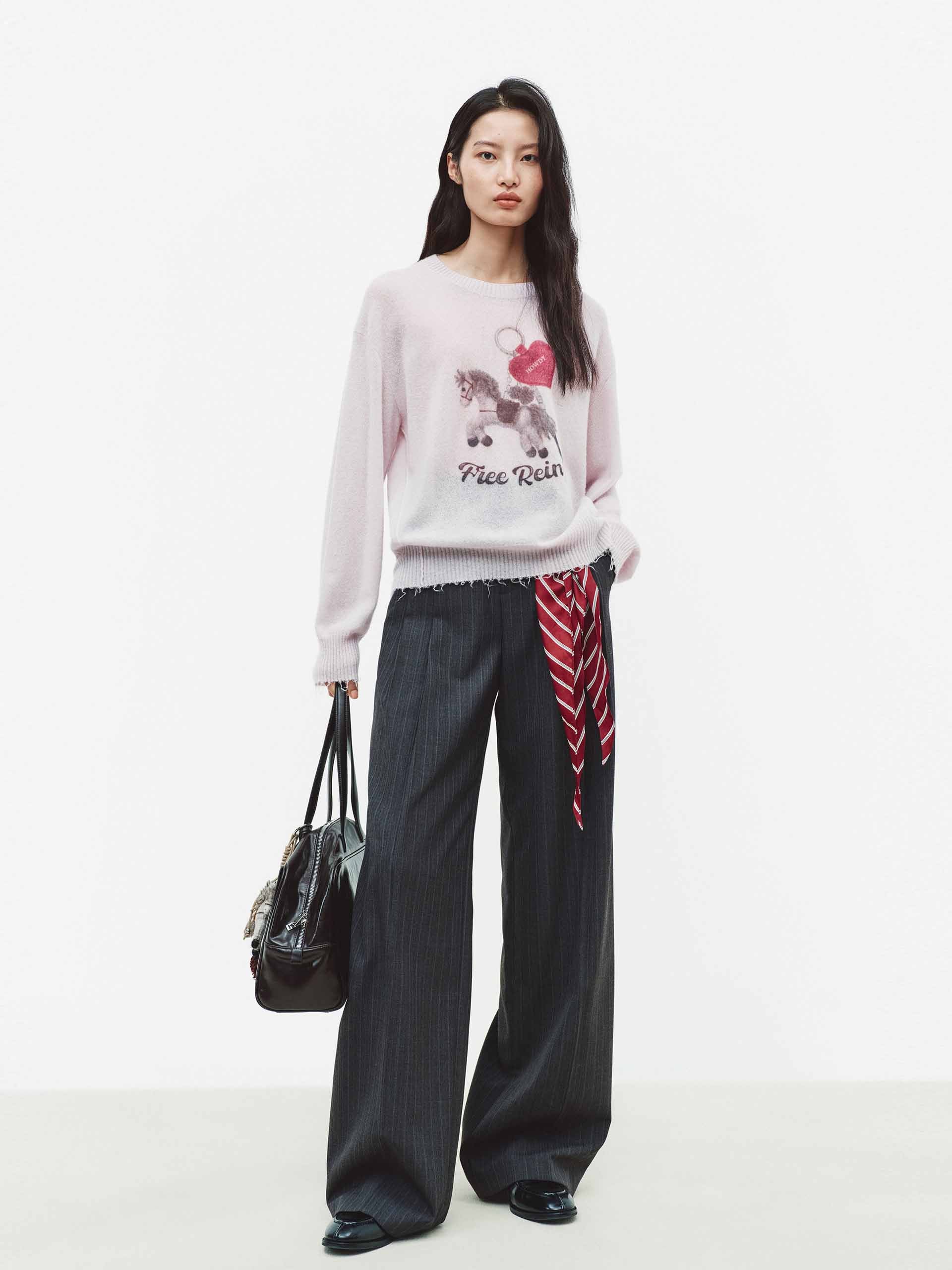 Wool Blend Pinstripe Pants - Image 2