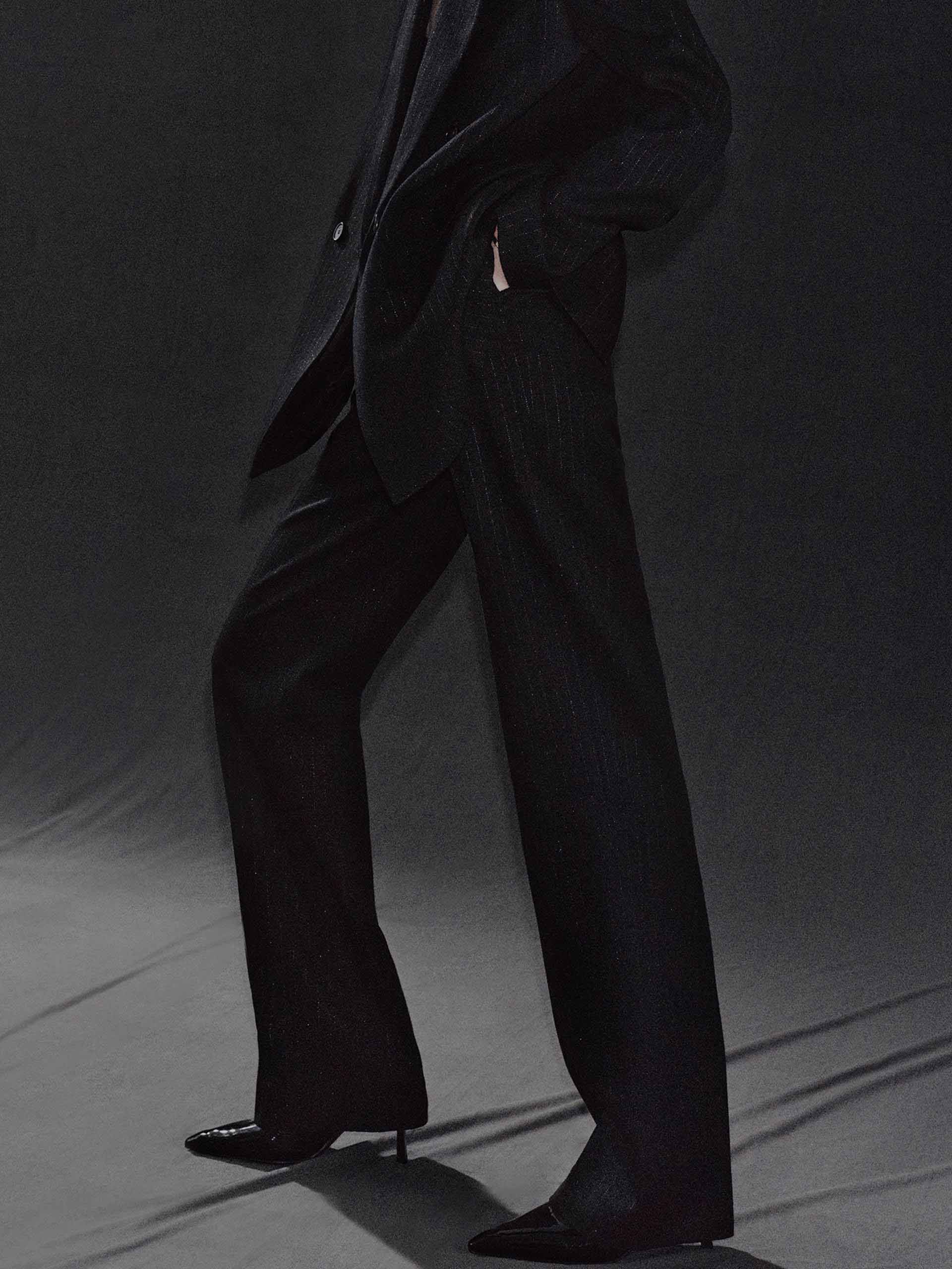 Wool Blend Pinstripe Trousers