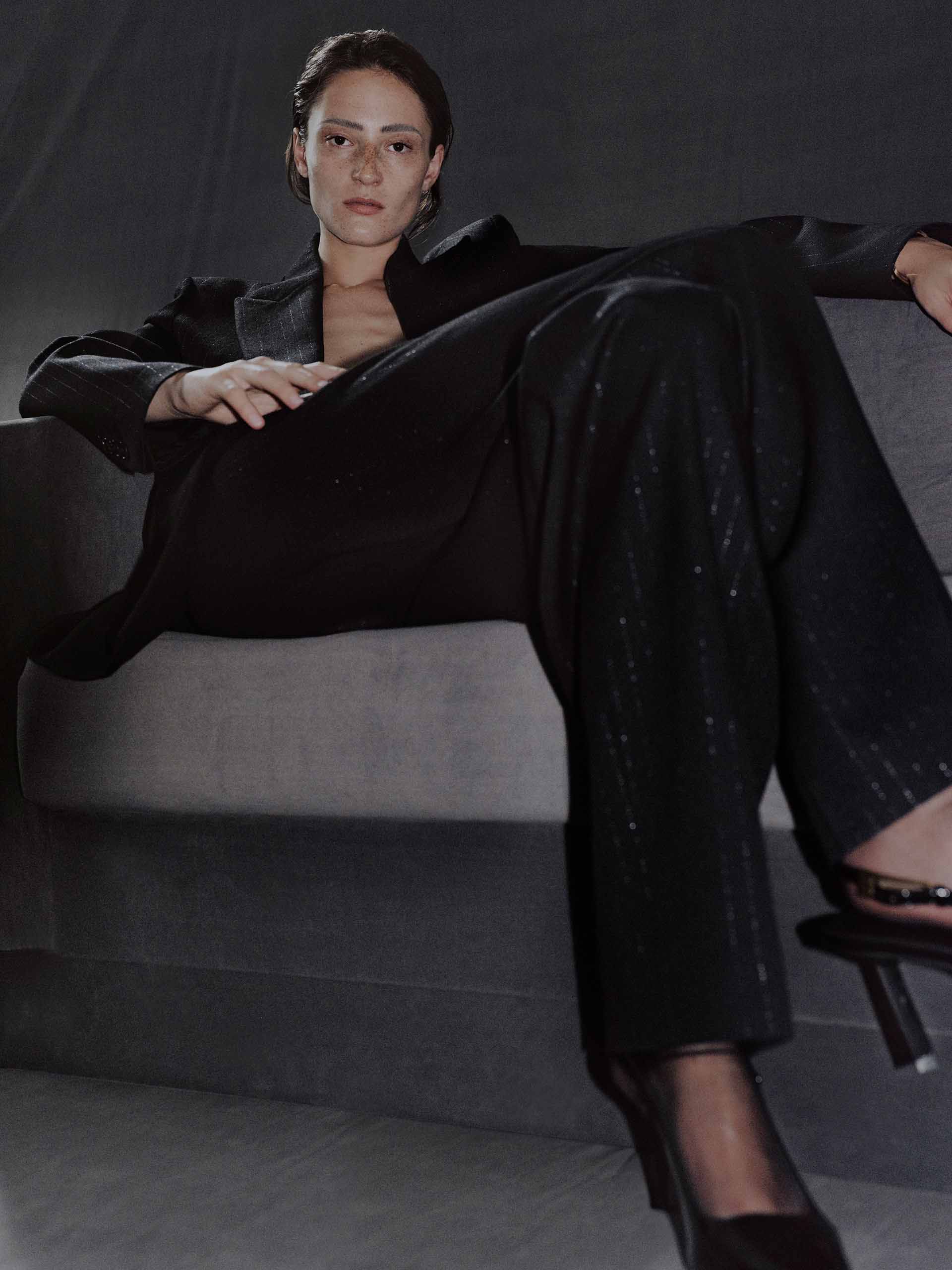 Wool Blend Pinstripe Trousers - Image 3