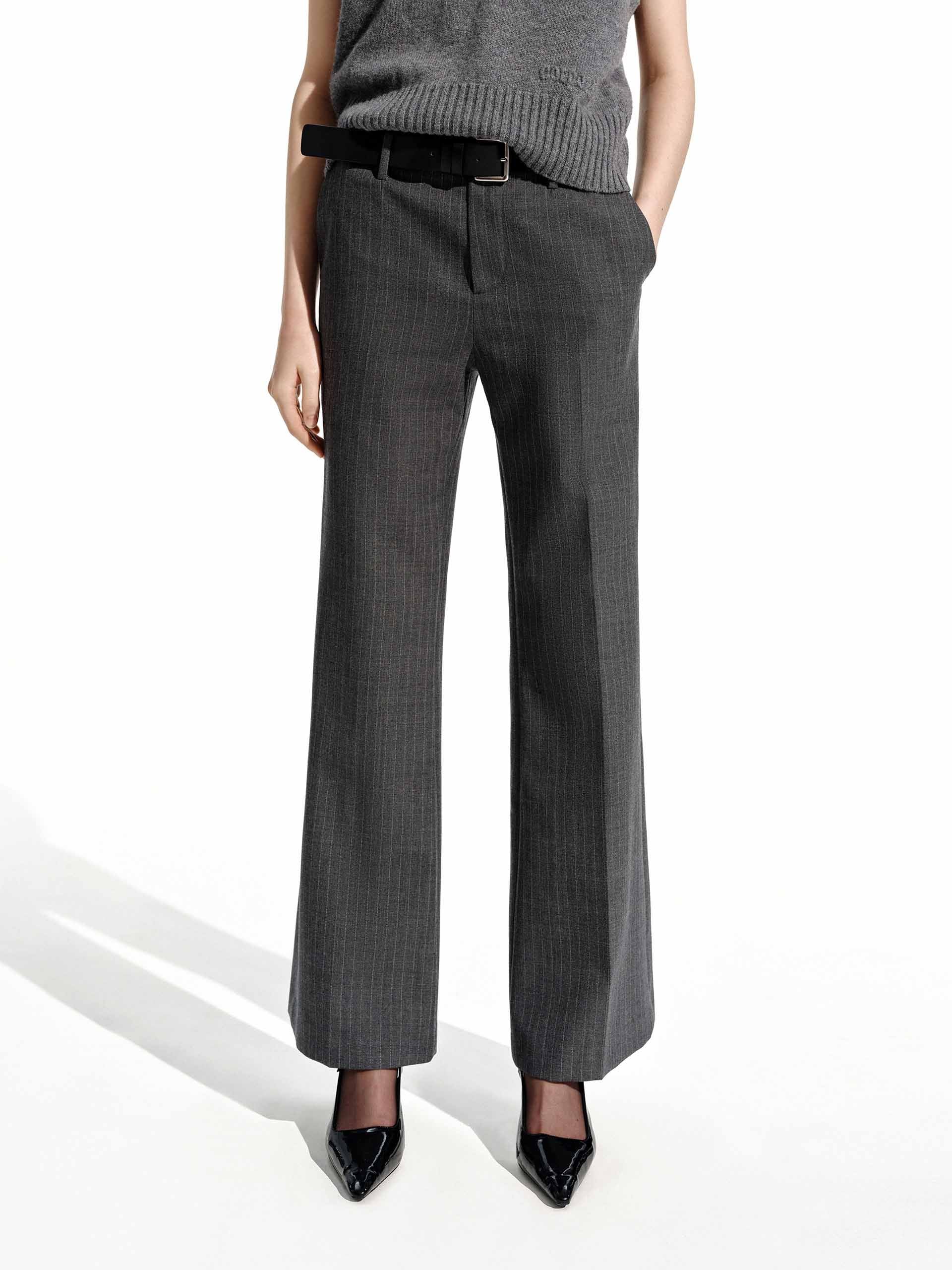 Wool Blend Pinstriped Pants