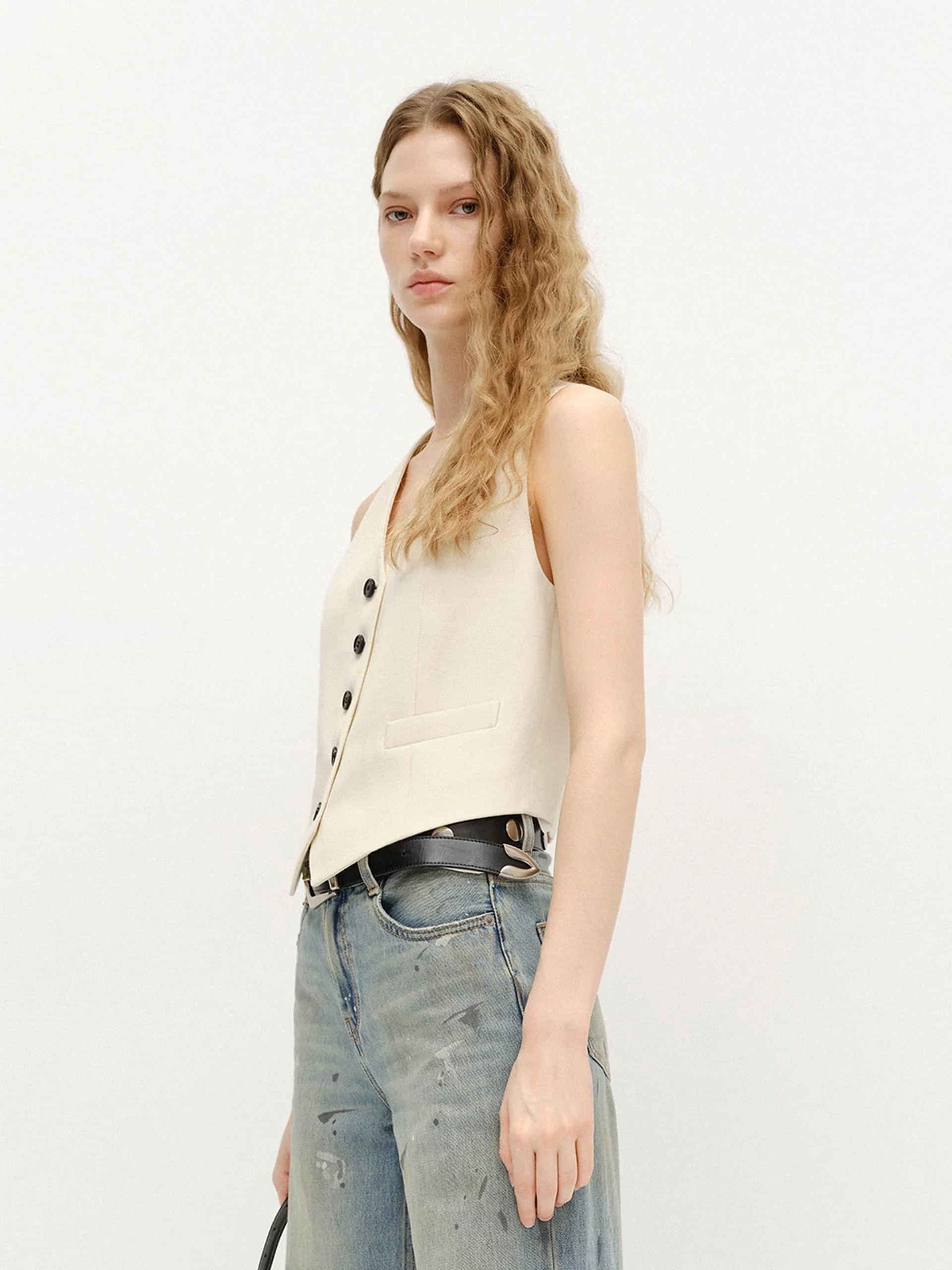 Wool Blend Tailored Vest - Image 3
