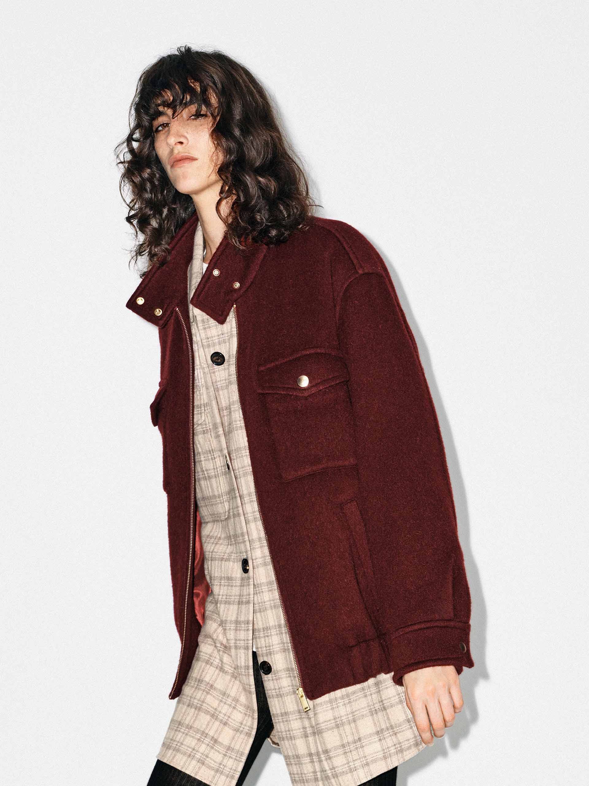 Wool Blend Zipper Coat - Image 10