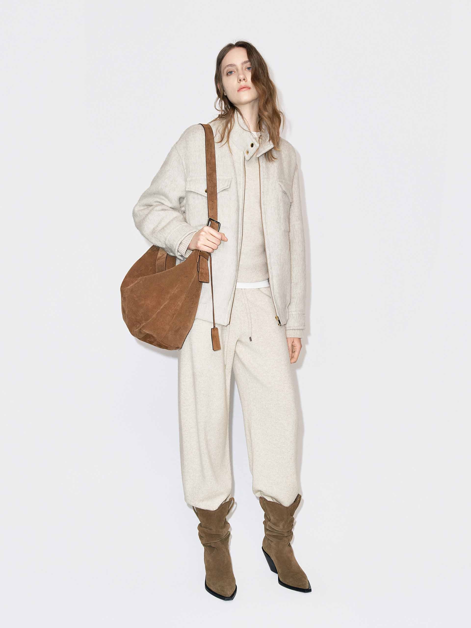 Wool Blend Zipper Coat - Image 2