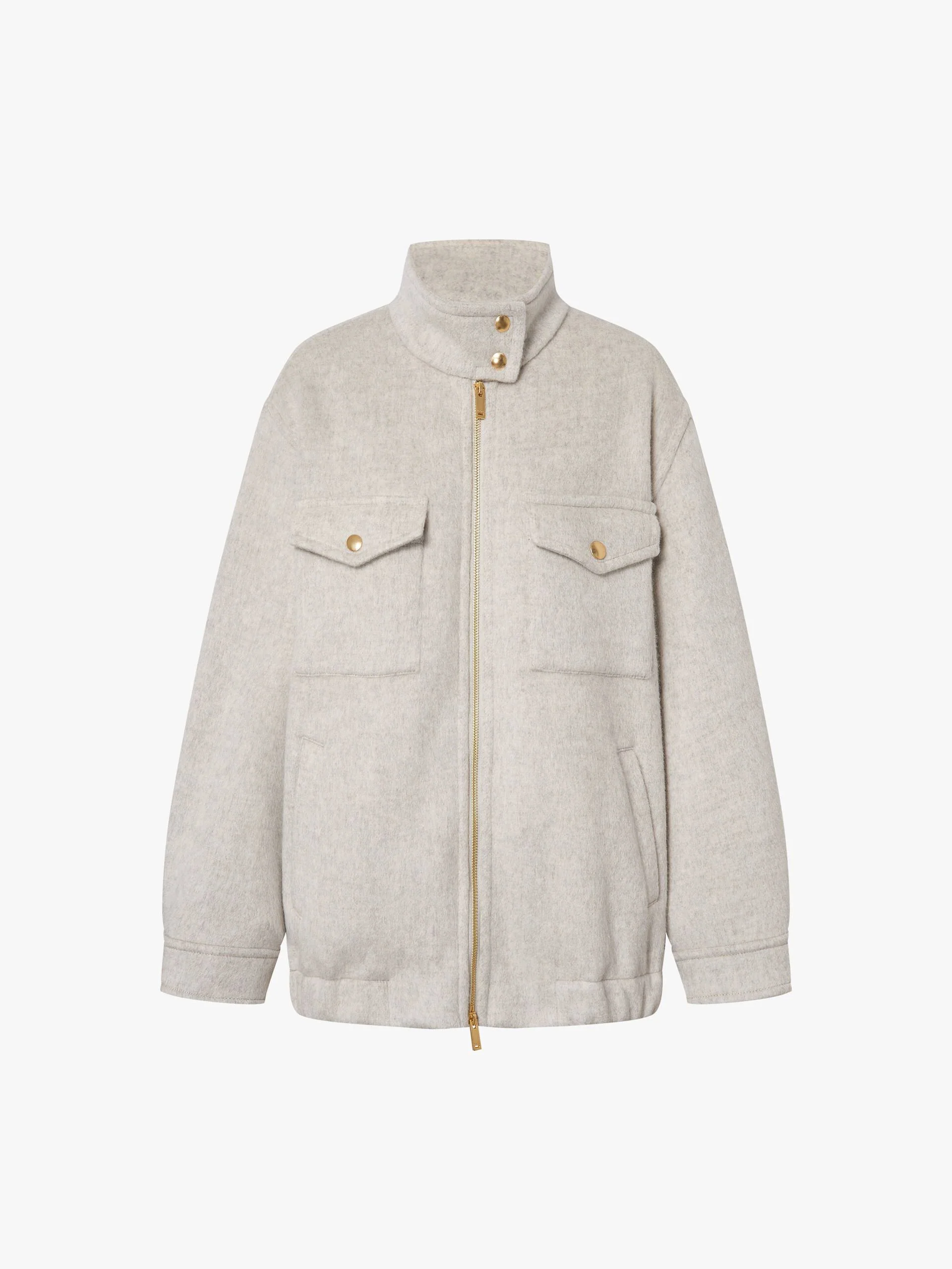 Wool Blend Zipper Coat - Image 5