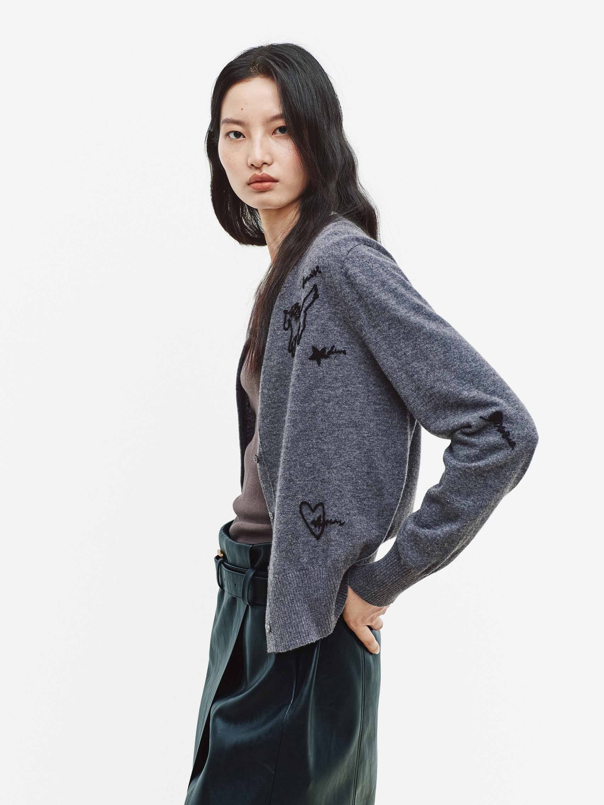 Wool Cashmere Beaded Cardigan - Image 11
