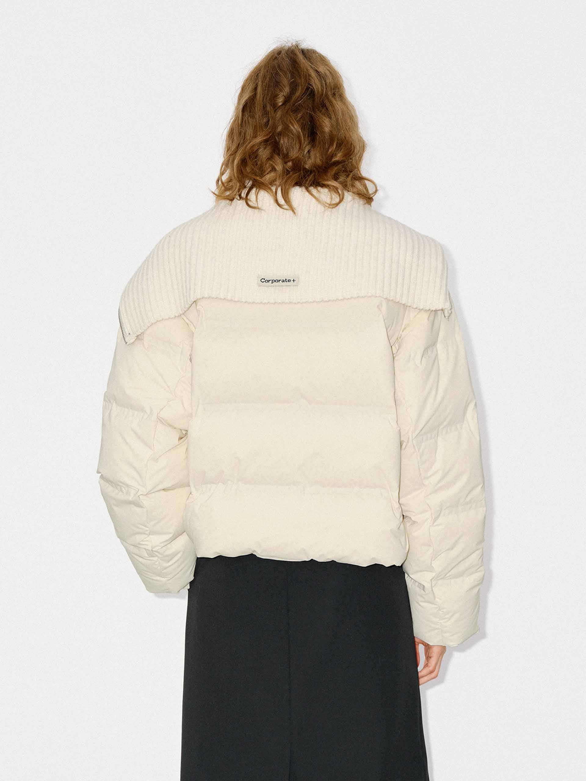 Wool Collar Cropped Down Jacket - Image 3