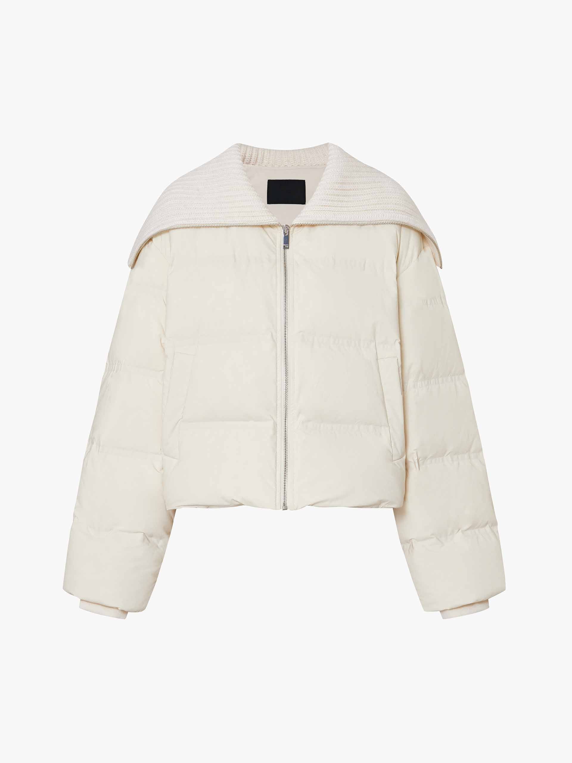 Wool Collar Cropped Down Jacket - Image 5