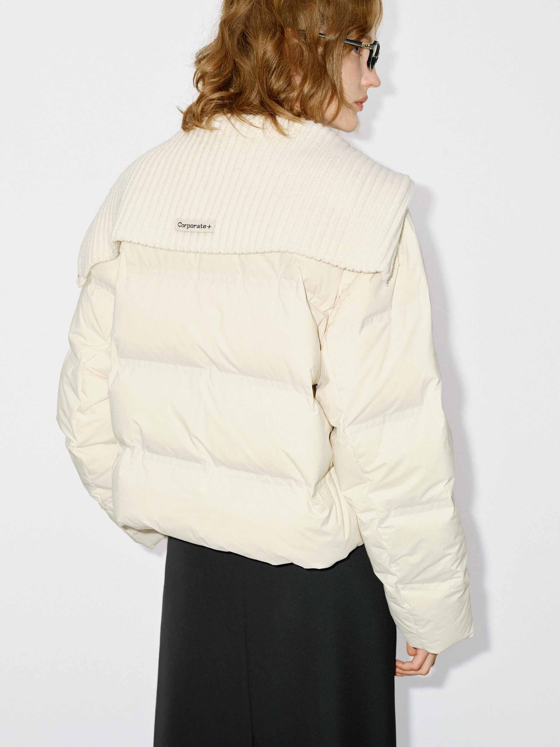 Wool Collar Cropped Down Jacket - Image 8