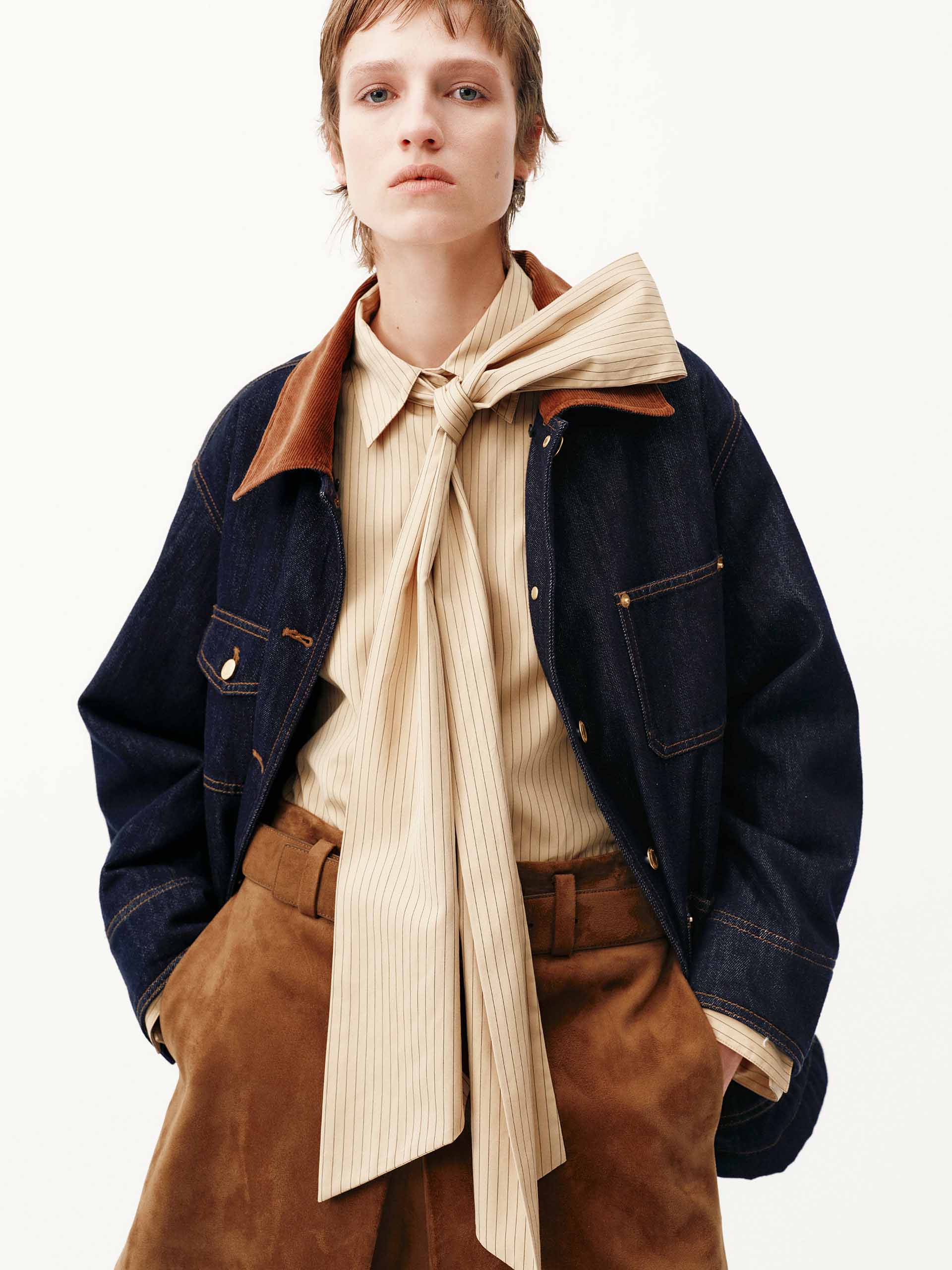 Wool Collar Denim Coat - Image 3