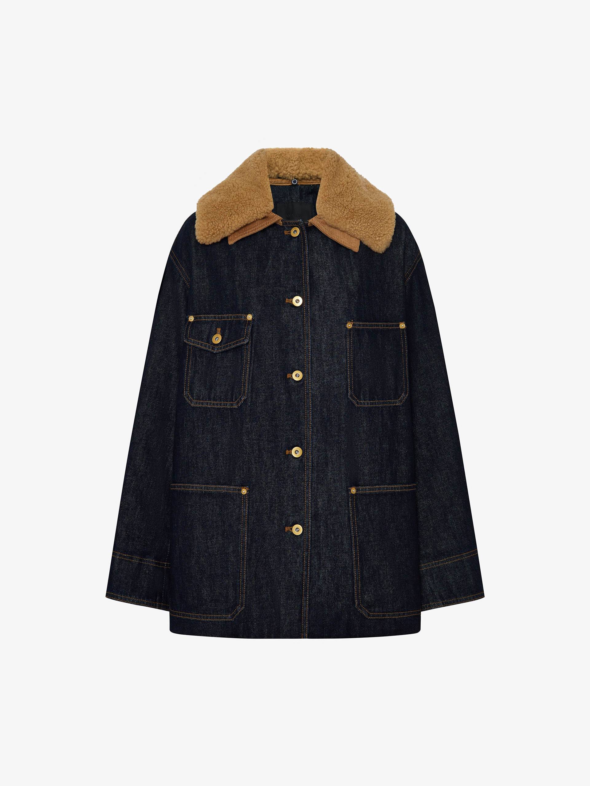 Wool Collar Denim Coat - Image 5