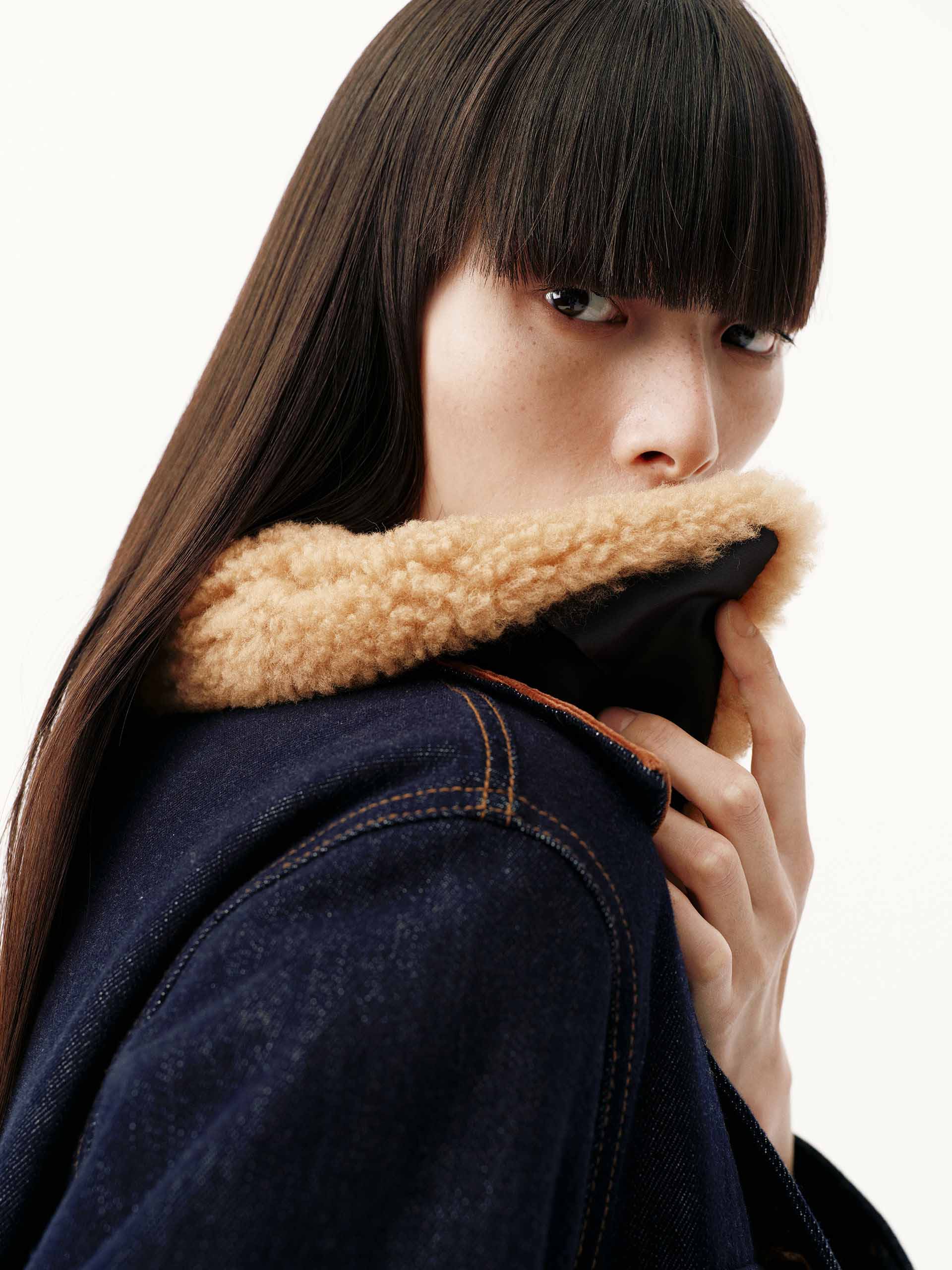 Wool Collar Denim Coat - Image 7