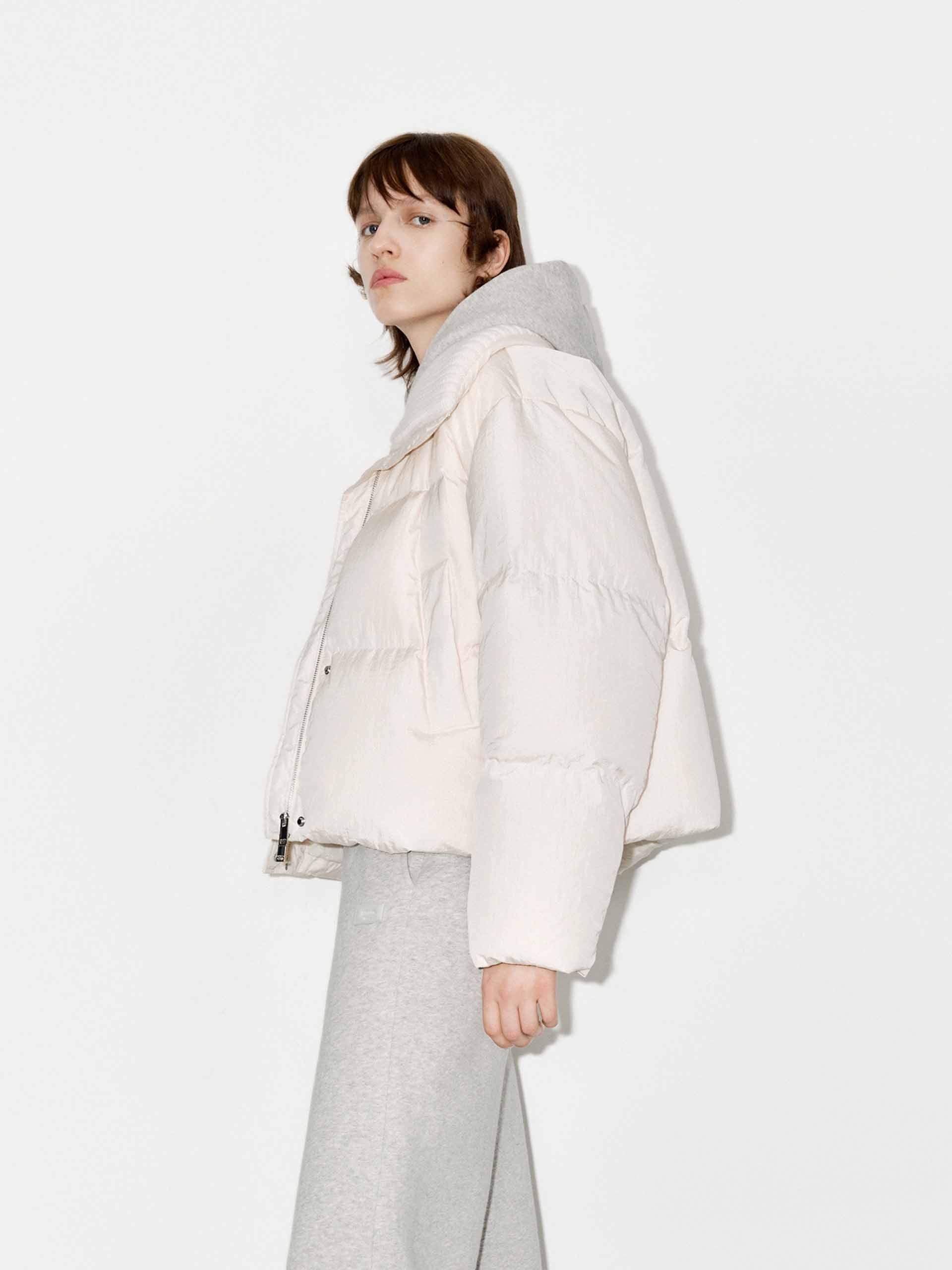 Wool Collar Short Down Jacket - Image 15