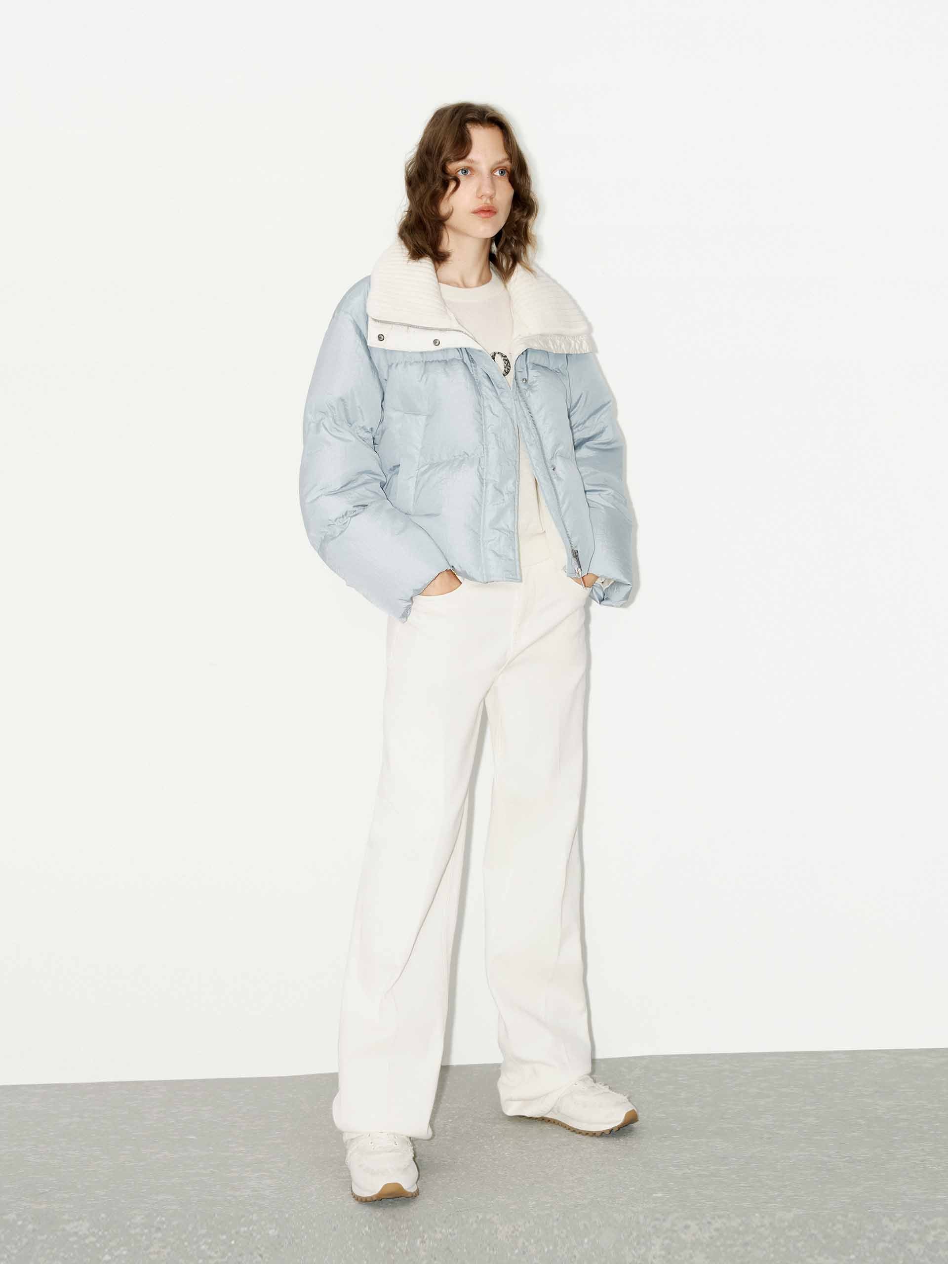Wool Collar Short Down Jacket - Image 2