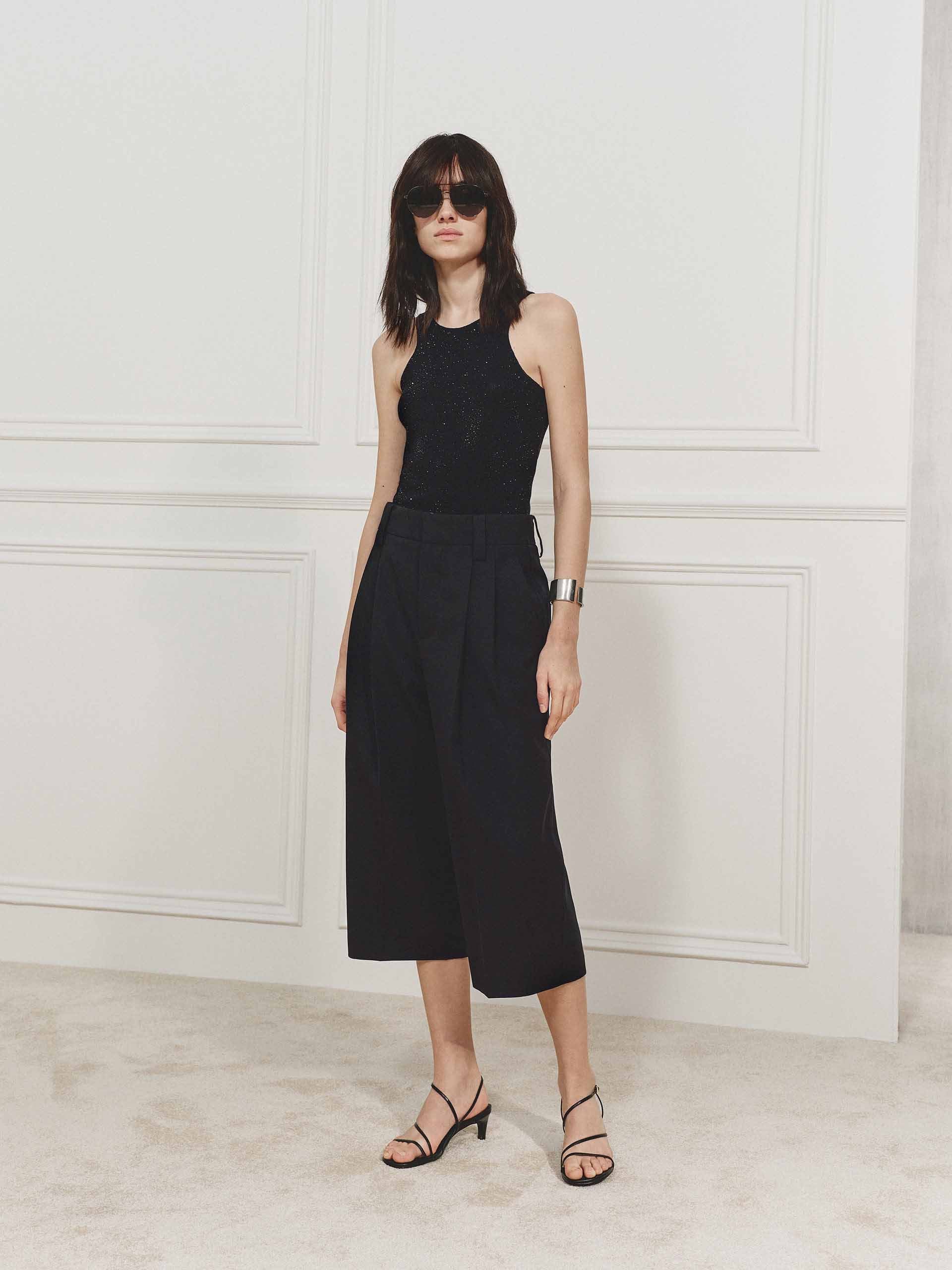 Wool Cropped Straight Trousers - Image 2