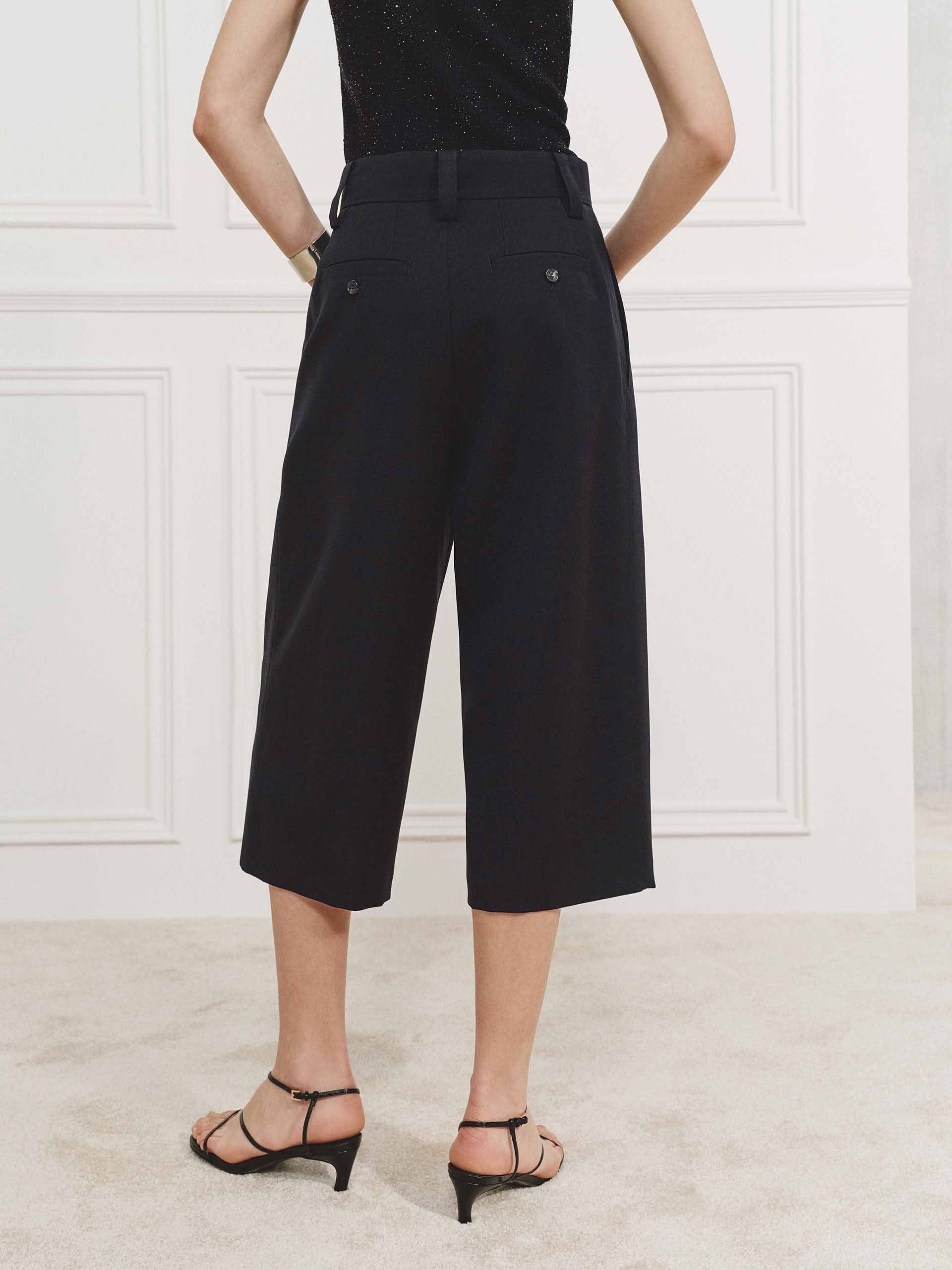 Wool Cropped Straight Trousers - Image 3