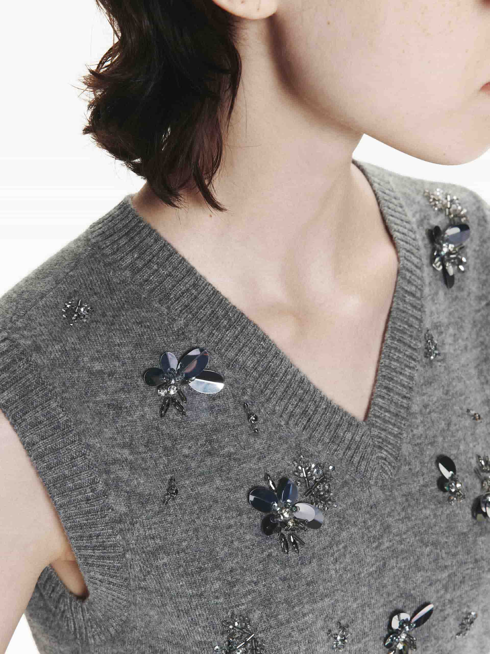 Wool Sequin Knit Vest - Image 7