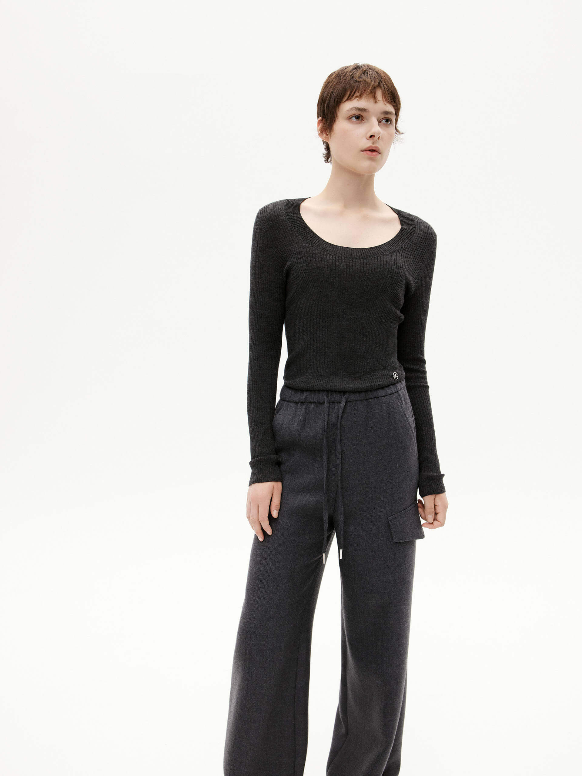 Wool Tight Fit Knit Top - Image 17